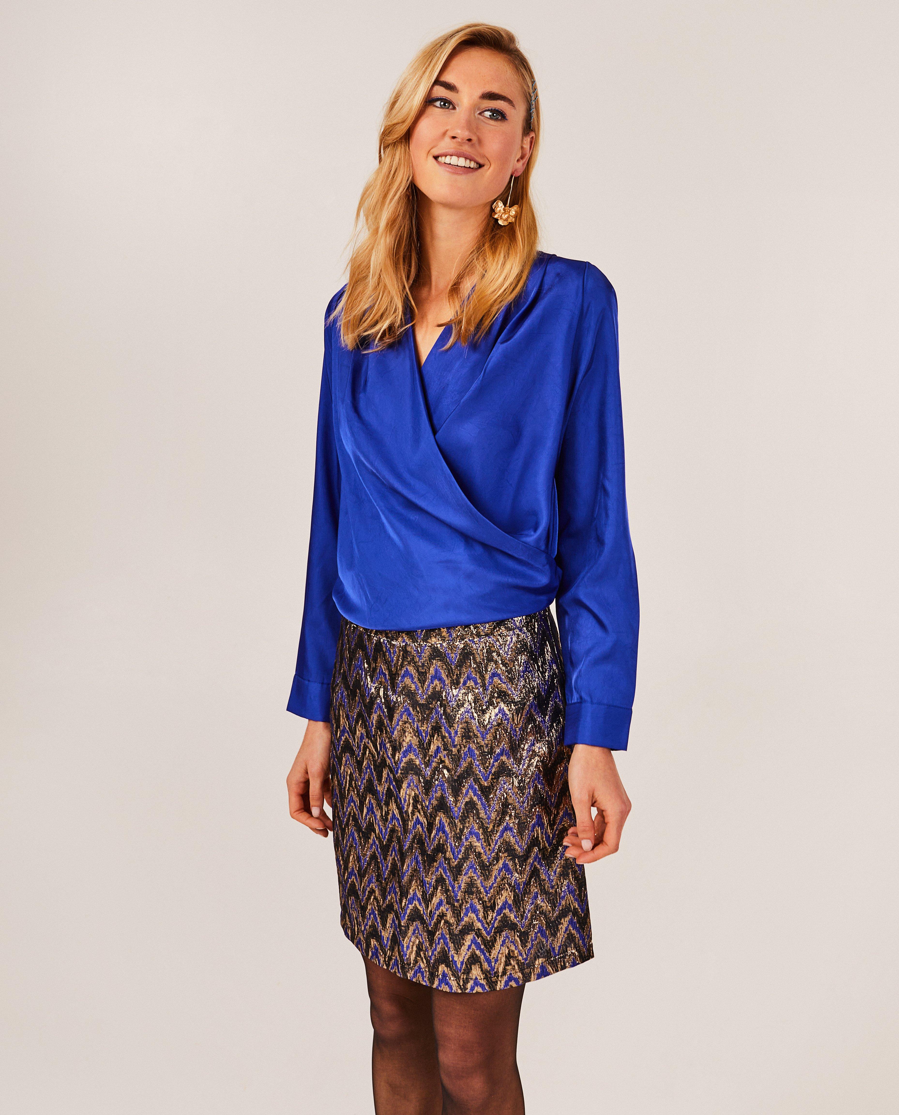 Hemden - Blauwe satijnen blouse