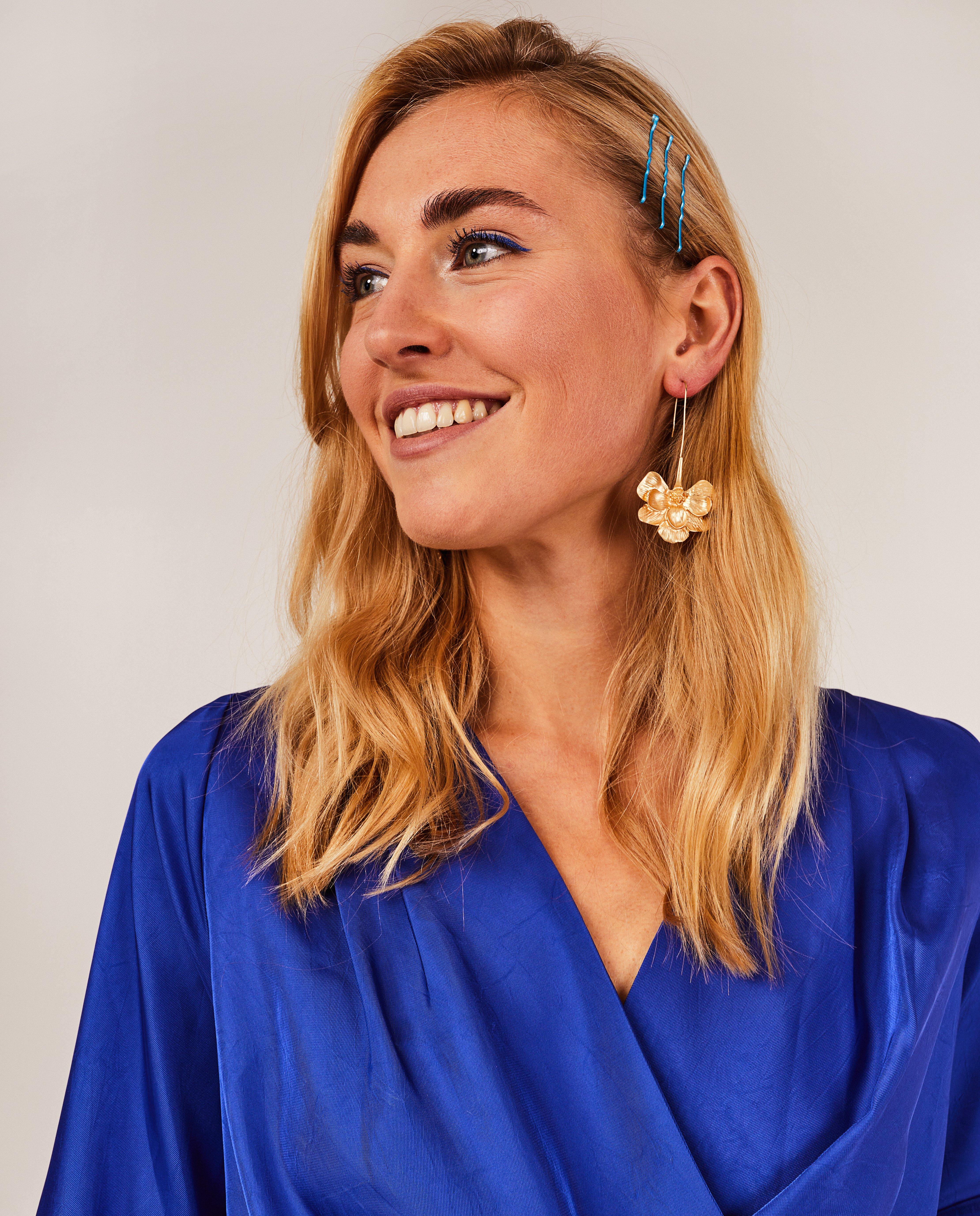 Hemden - Blauwe satijnen blouse