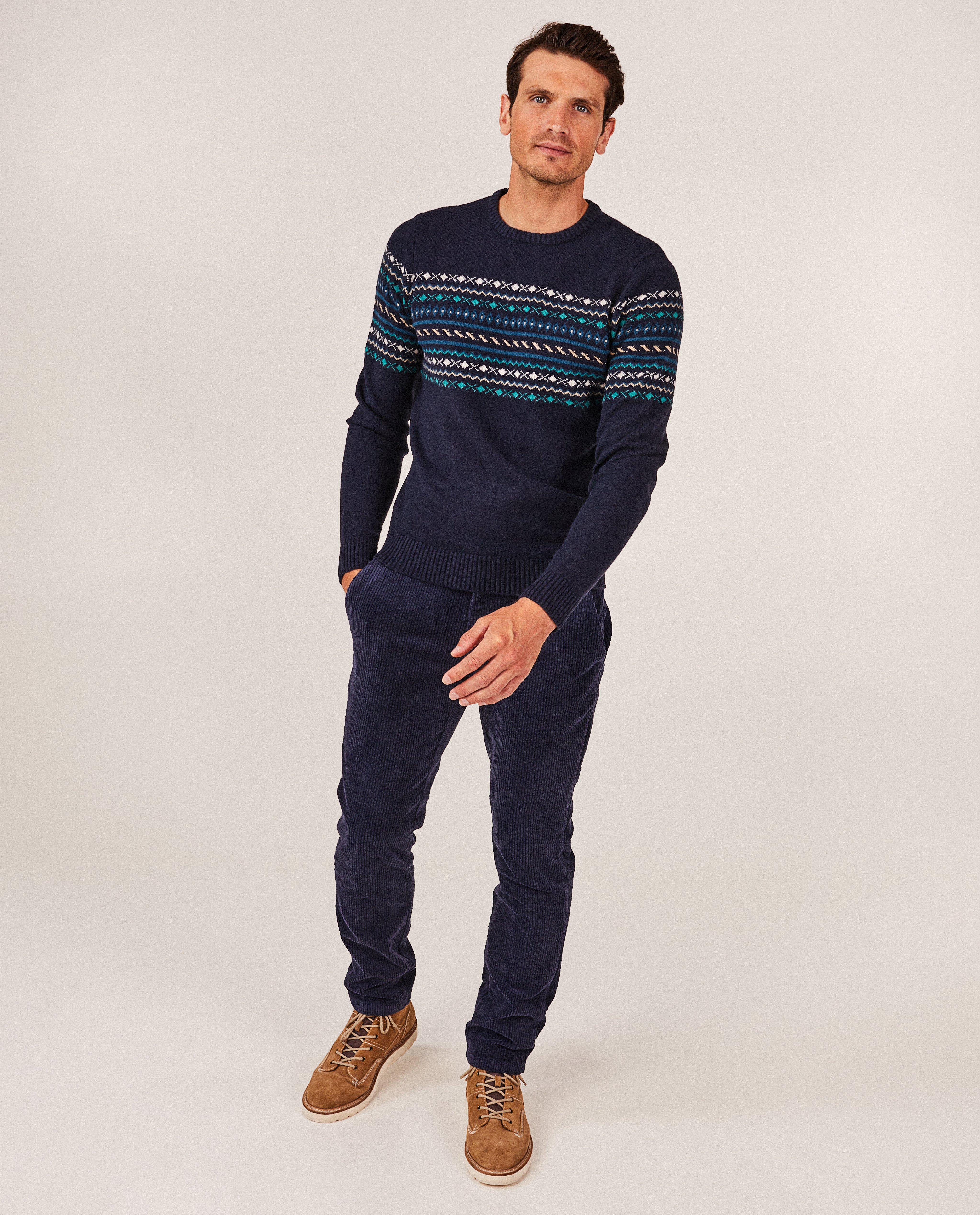 Donkerblauwe trui met patroon, heren - Product Detail - donkerblauw - afbeelding nummer 1