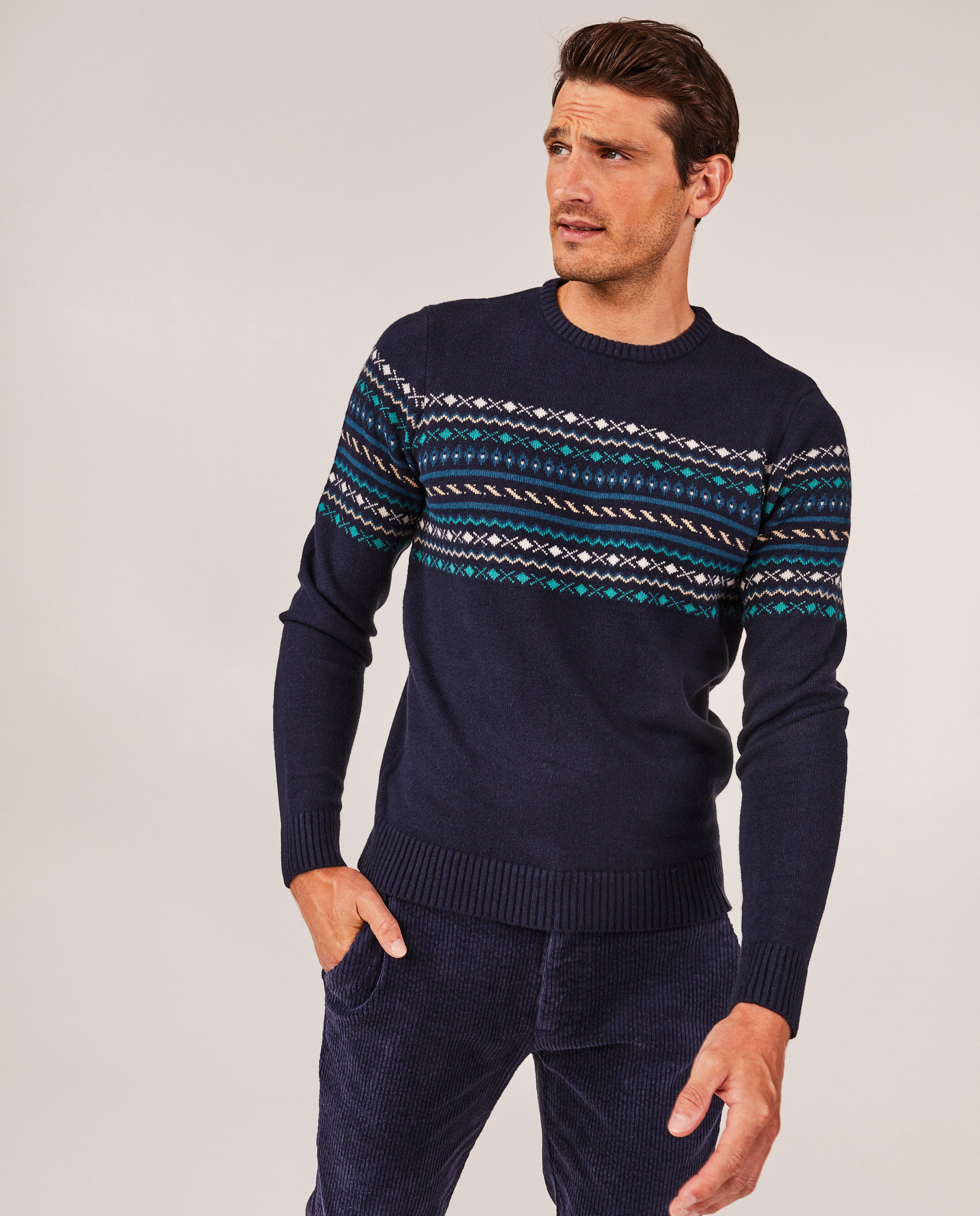 Donkerblauwe trui met patroon, heren - Product Detail - donkerblauw - afbeelding nummer 2