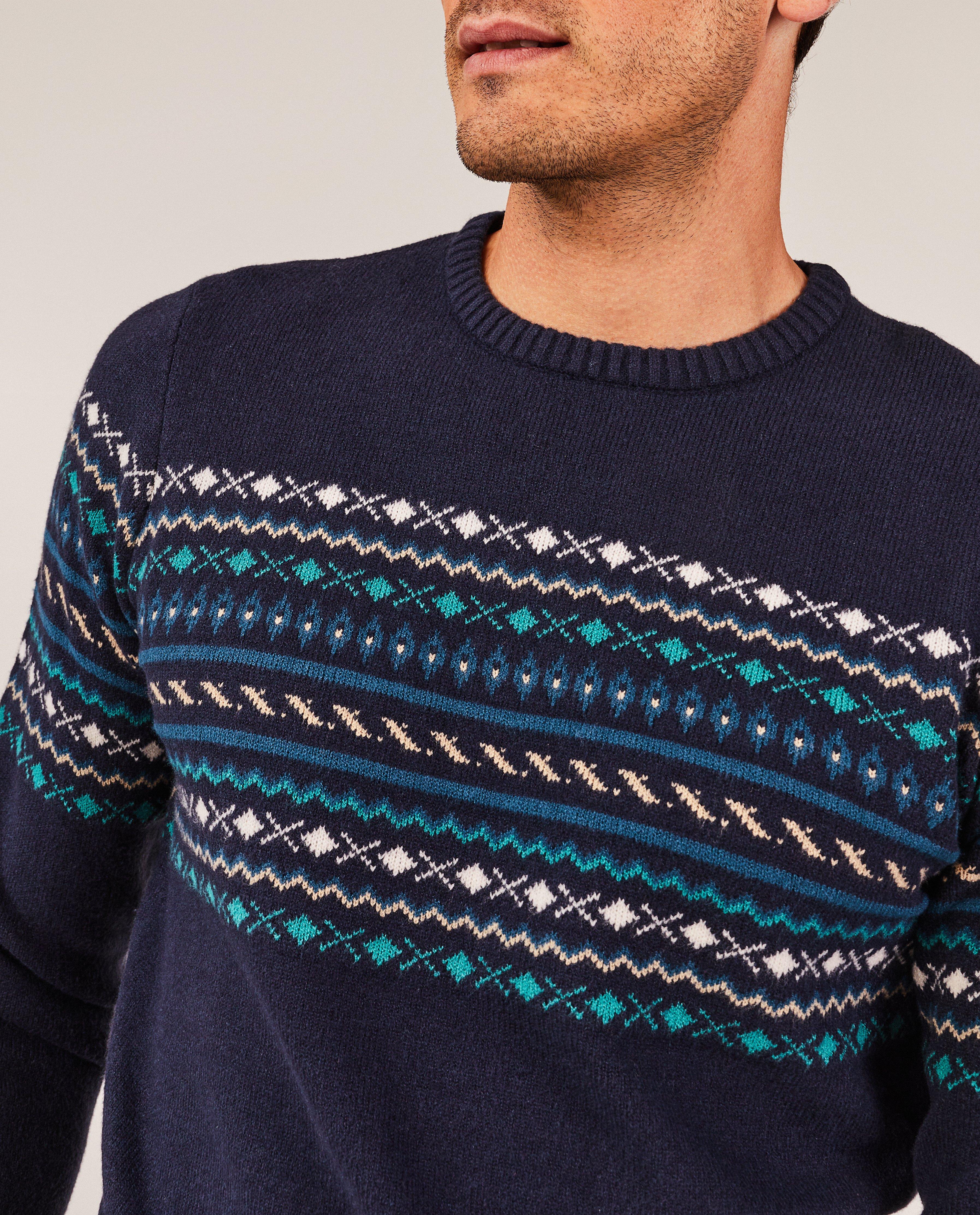 Donkerblauwe trui met patroon, heren - Product Detail - donkerblauw - afbeelding nummer 4