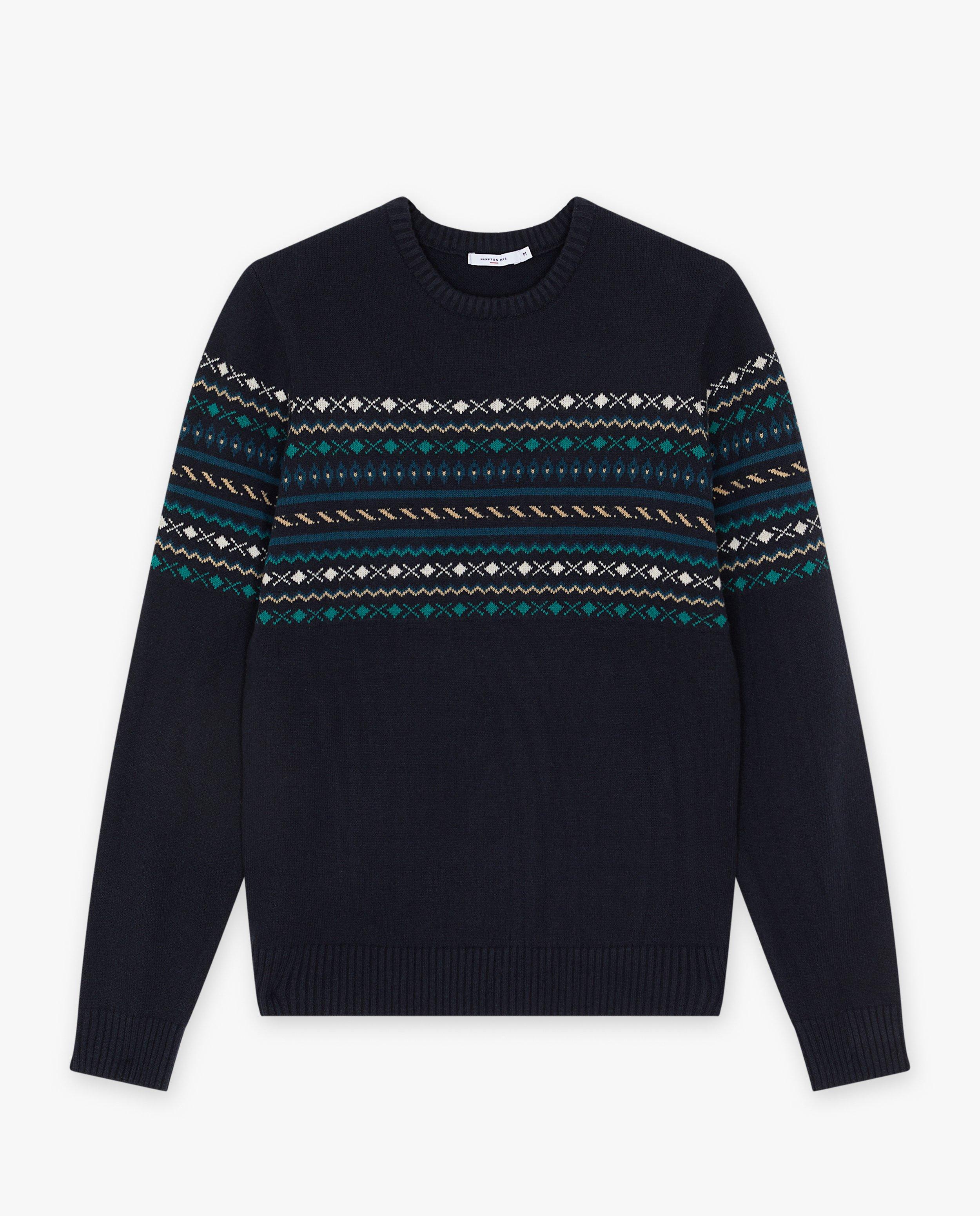 Donkerblauwe trui met patroon, heren - Product Detail - donkerblauw - afbeelding nummer 5