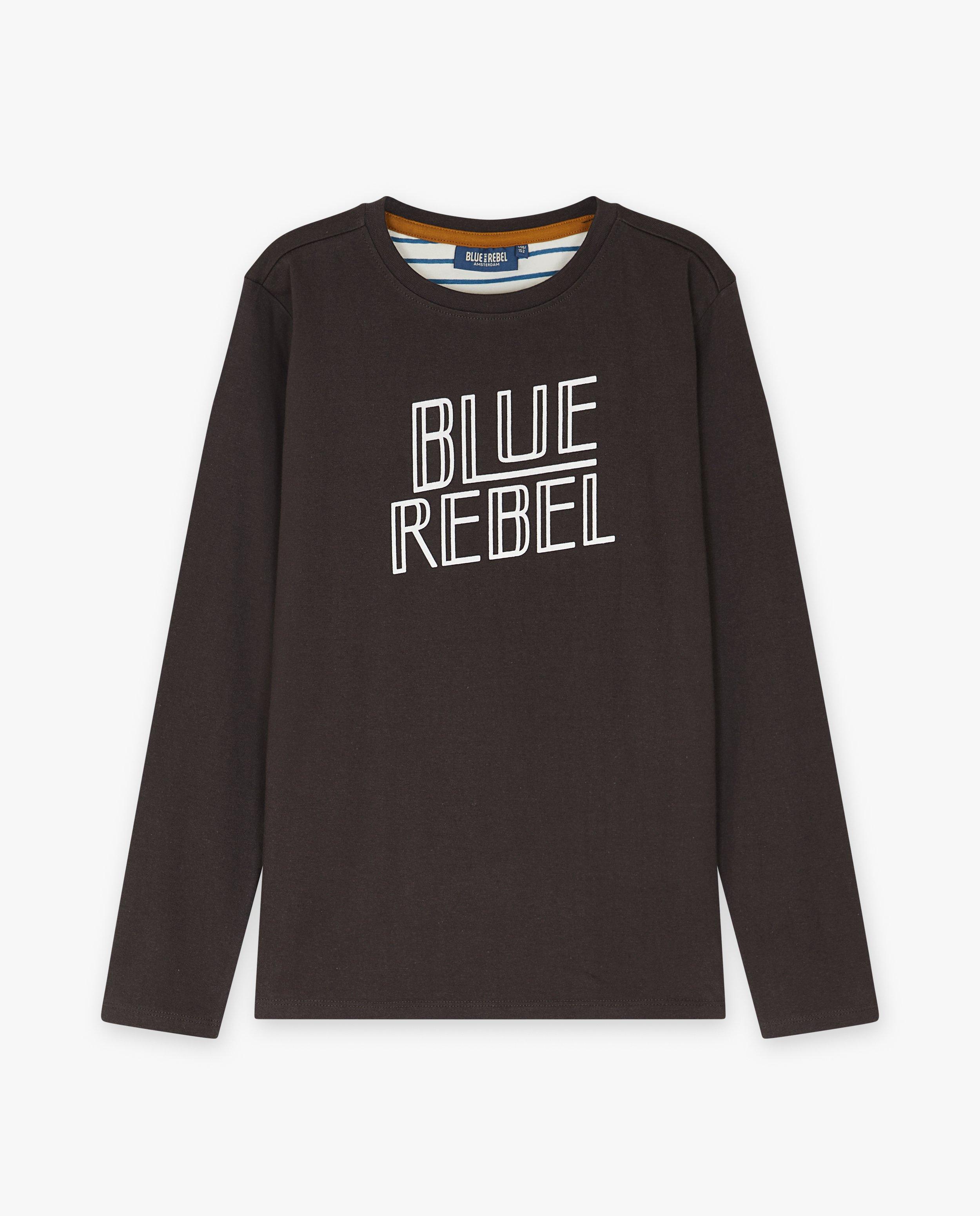 Donkergrijze longsleeve met opschrift - null - Blue Rebel