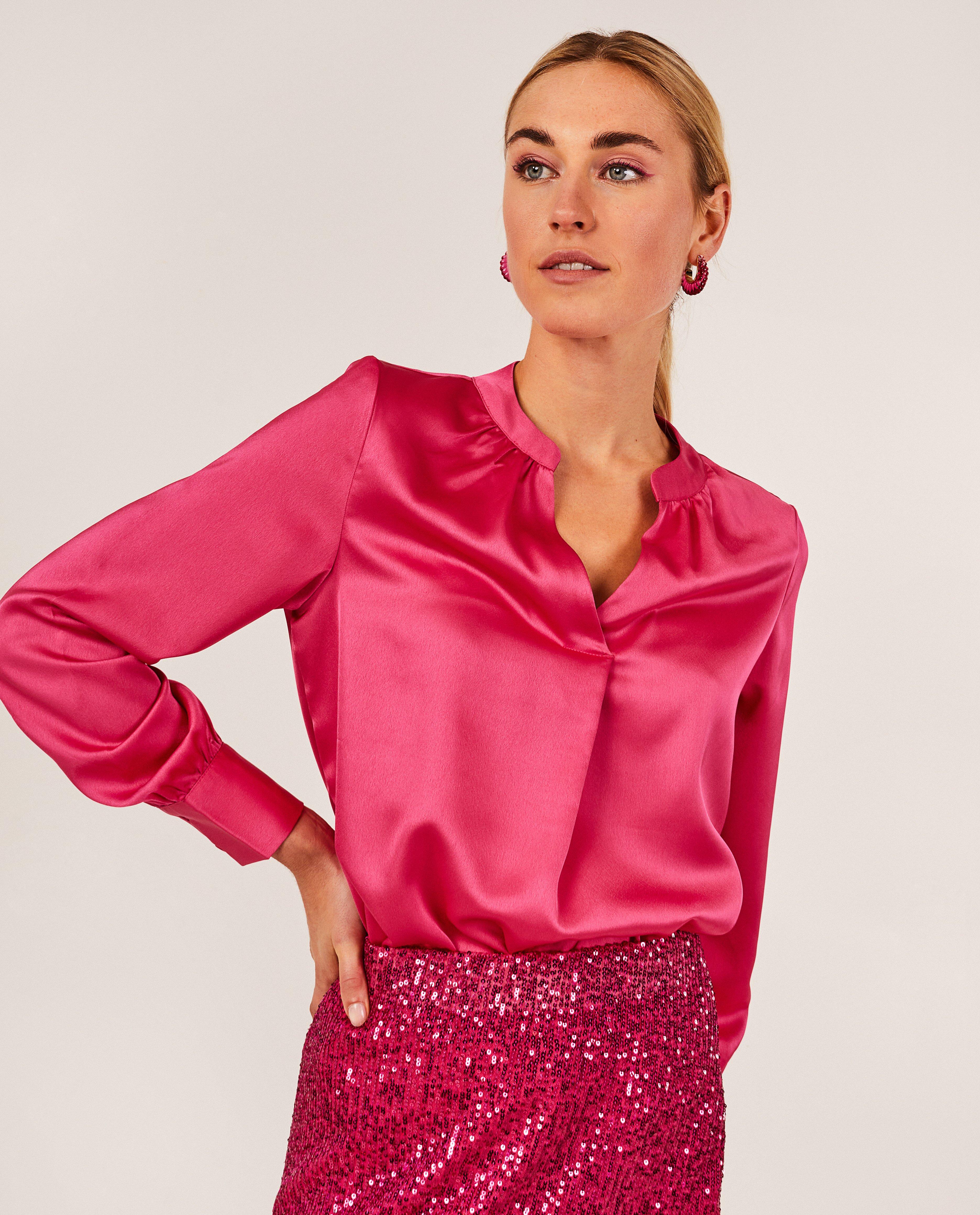 Chemises - Blouse rose satinée