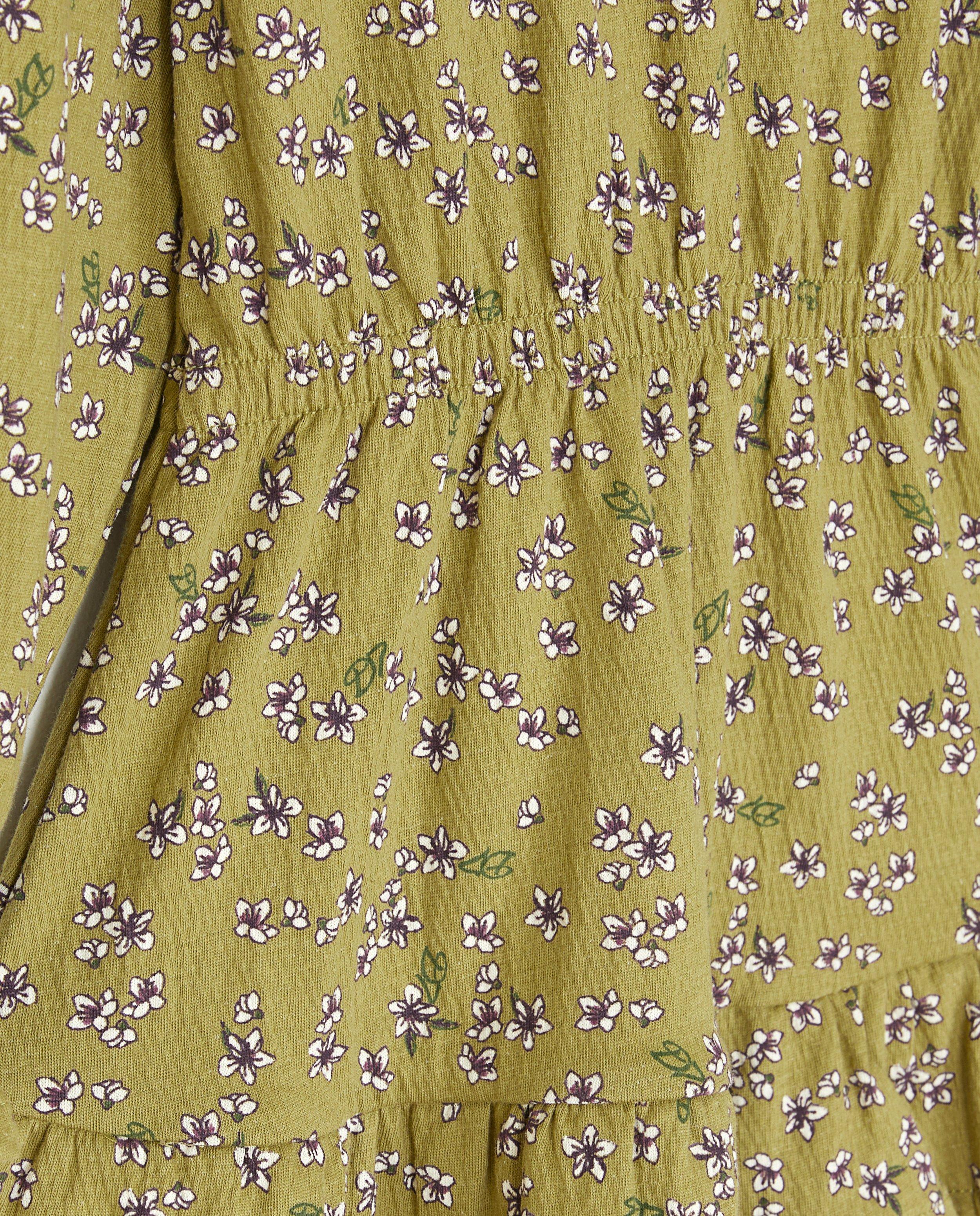Kleedjes - Groene jurk met bloemenprint