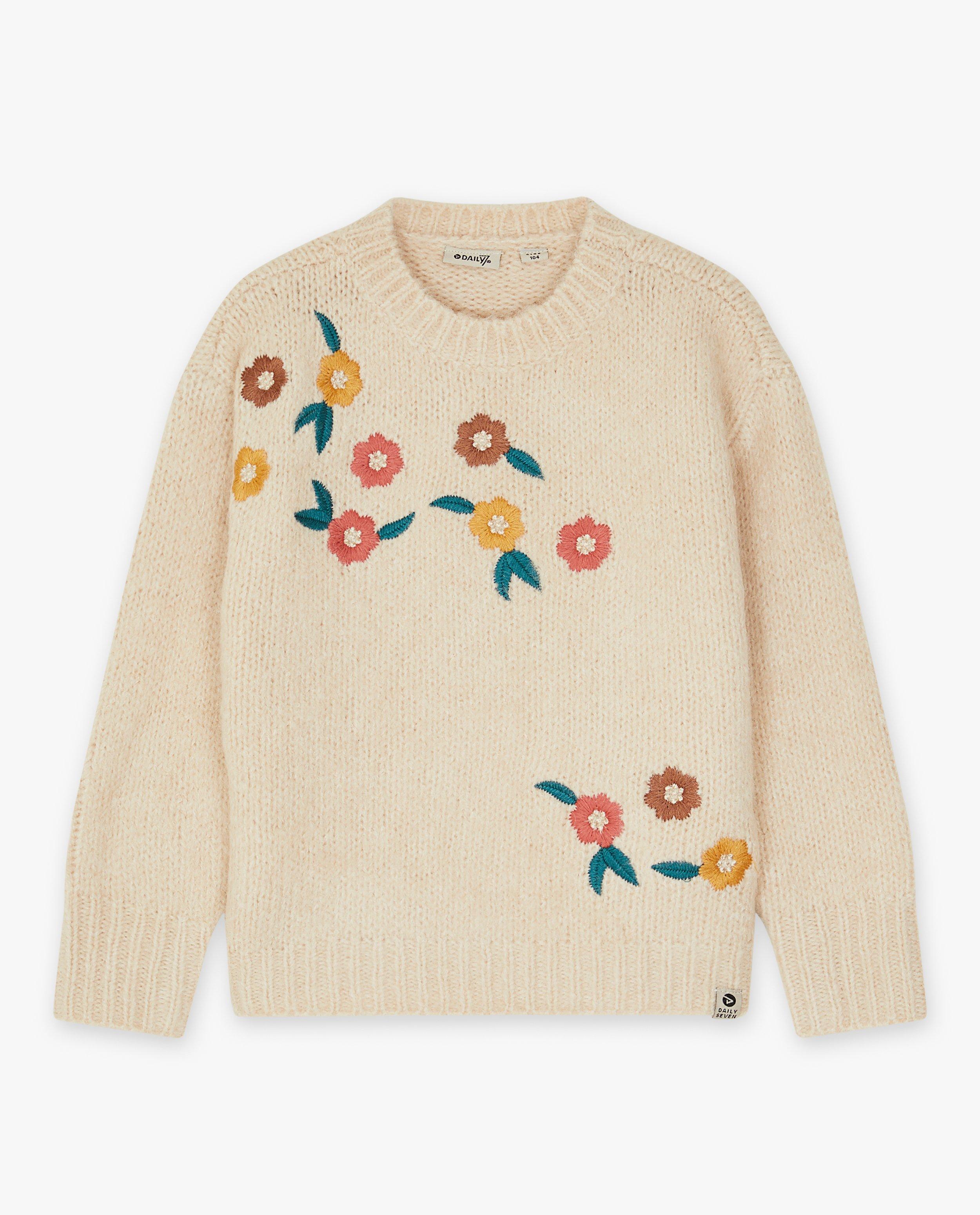 Trui met geborduurde bloemen - null - Daily 7