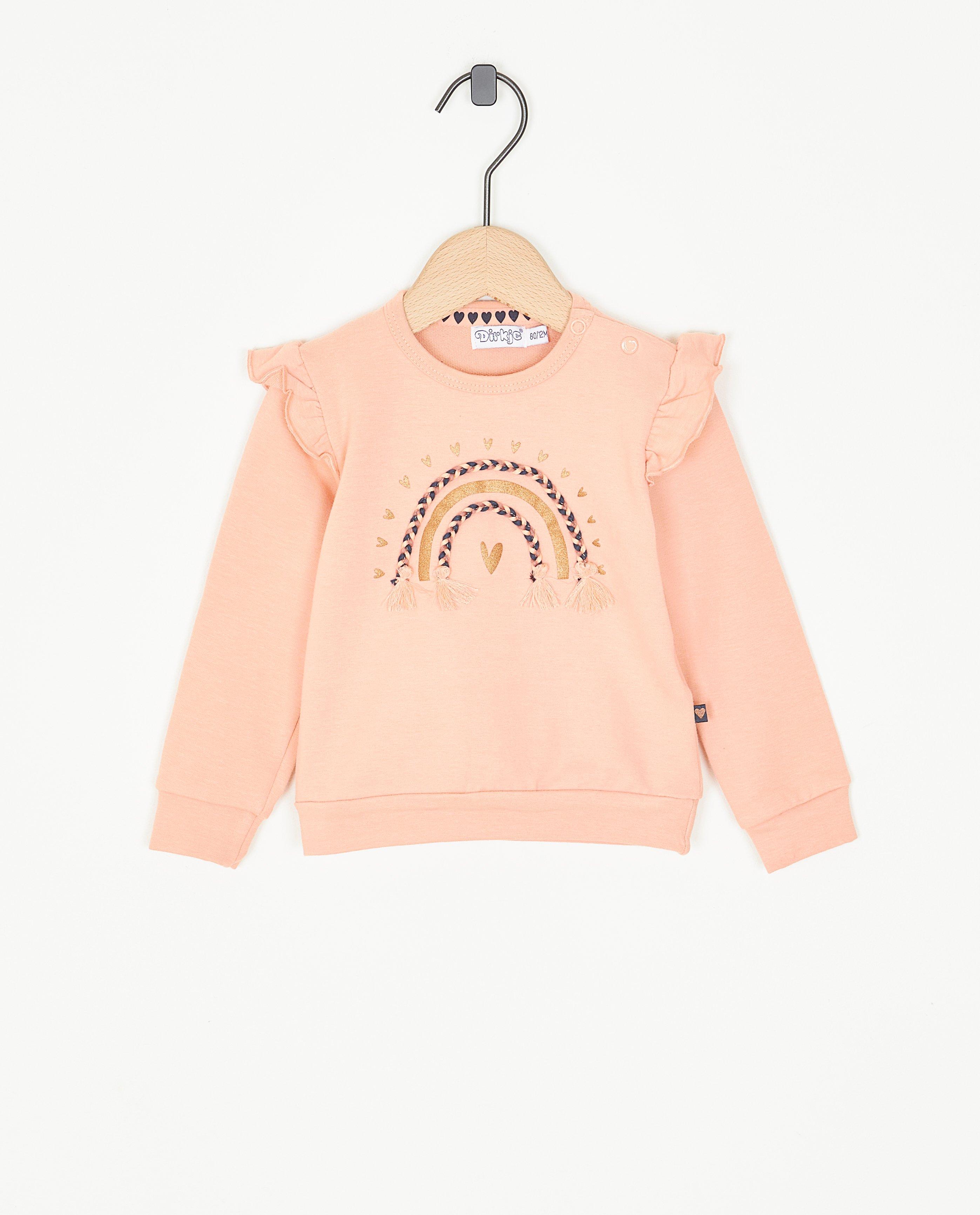 Roze sweater met regenboogprint - null - Dirkje