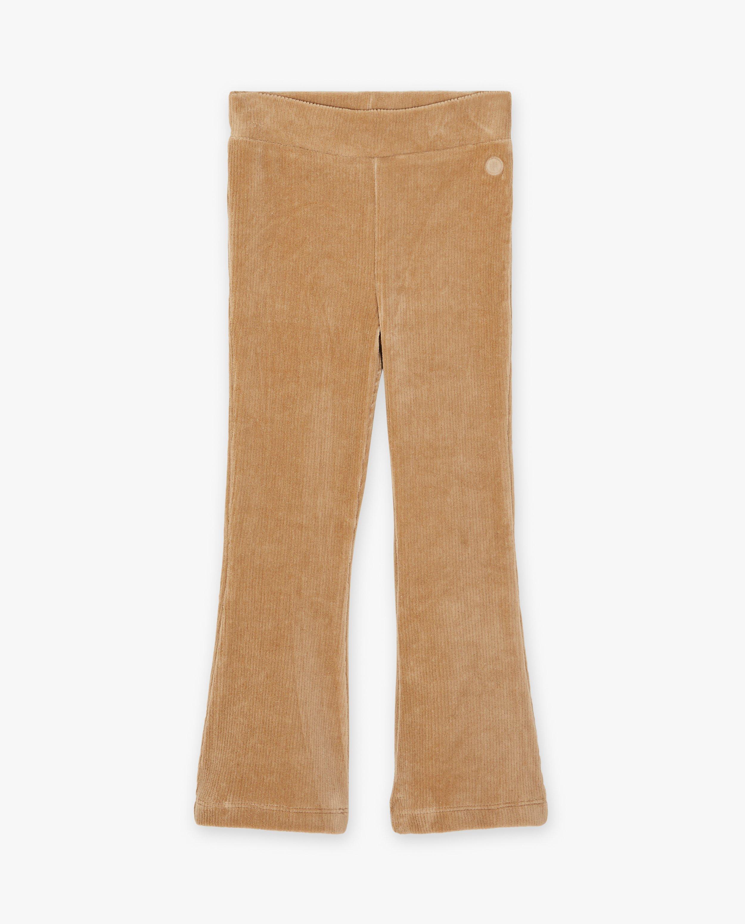 Lichtbruine broek met rib, flared fit - null - Levv
