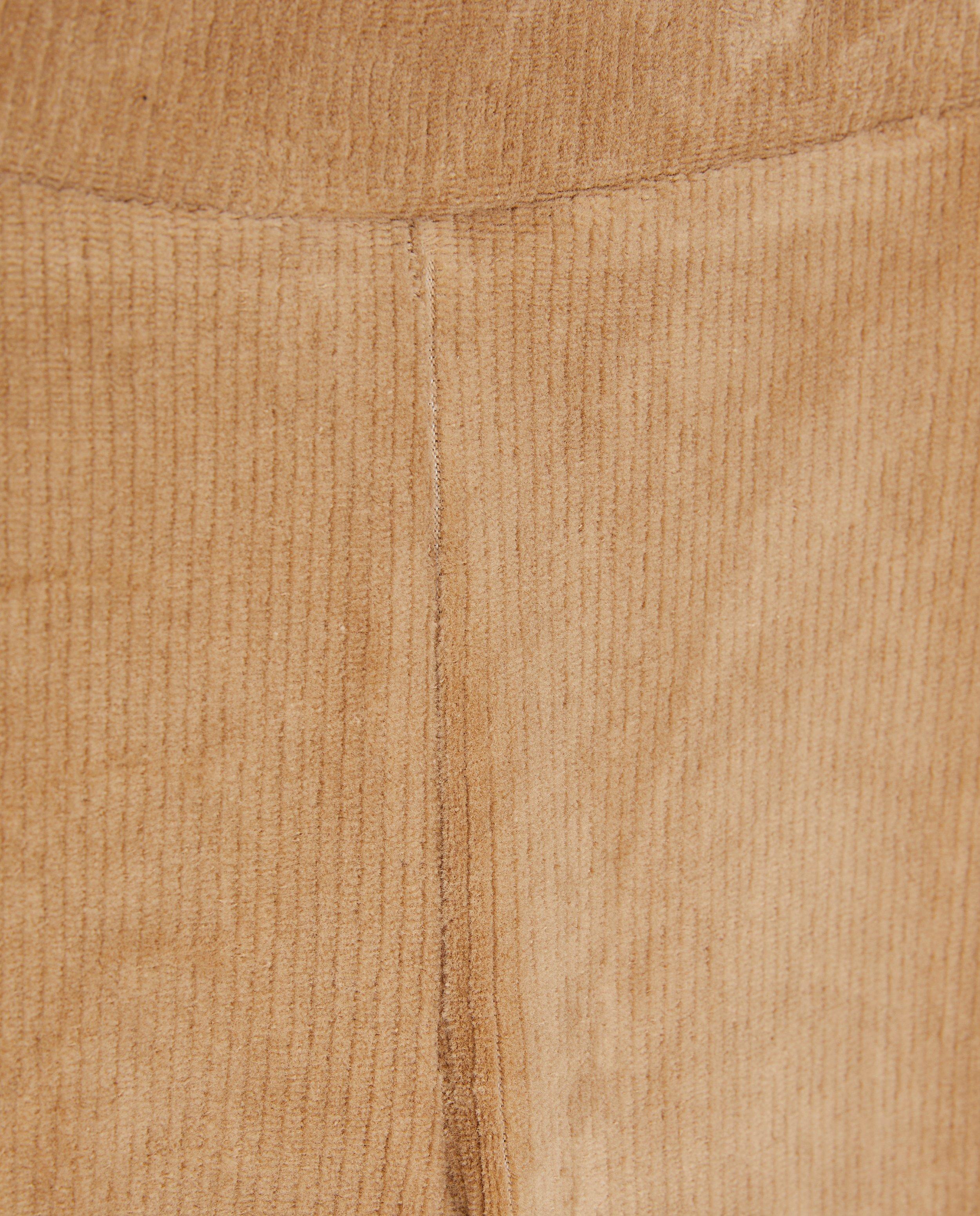 Broeken - Lichtbruine broek met rib, flared fit
