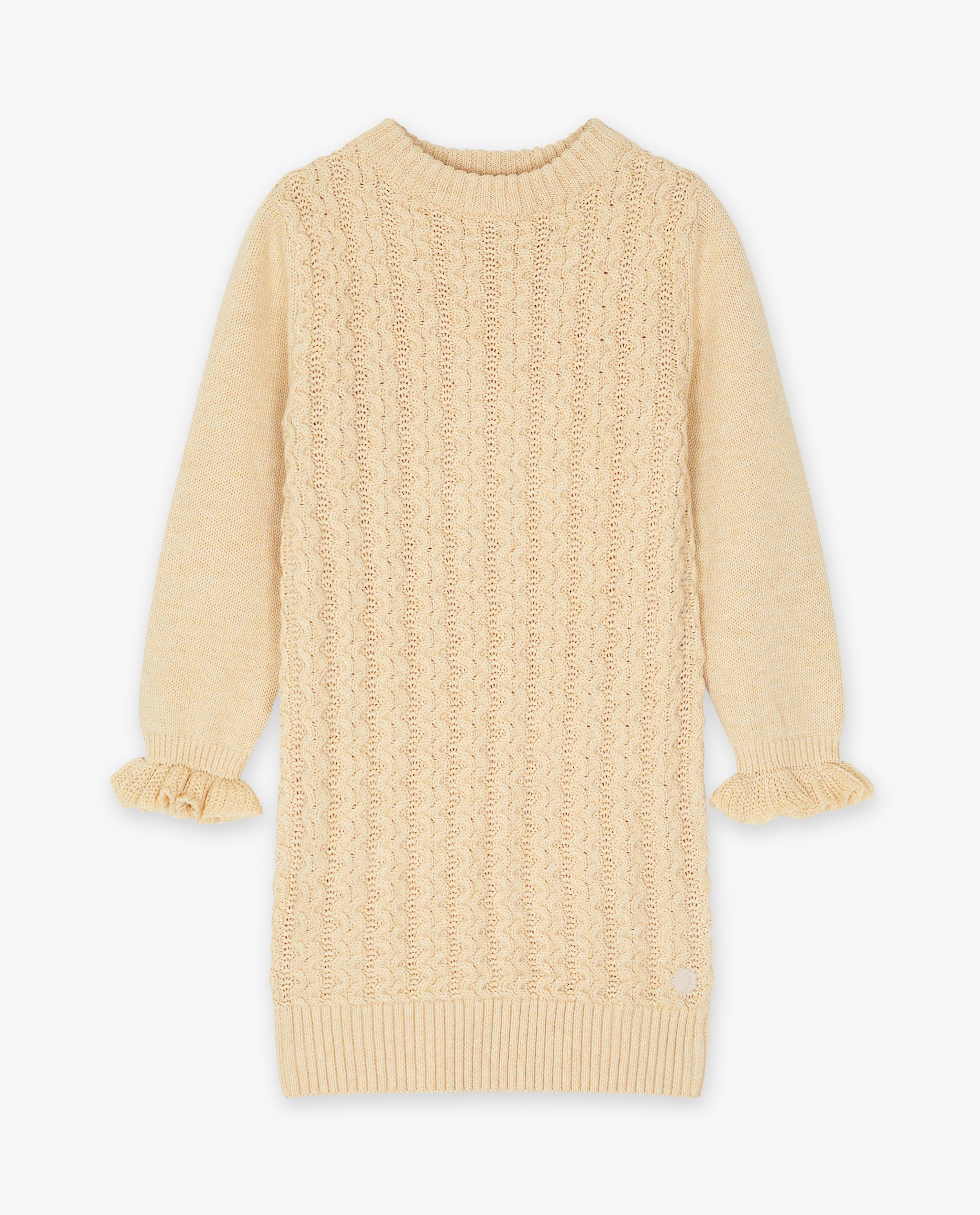 Beige jurk met gebreid patroon - null - Levv