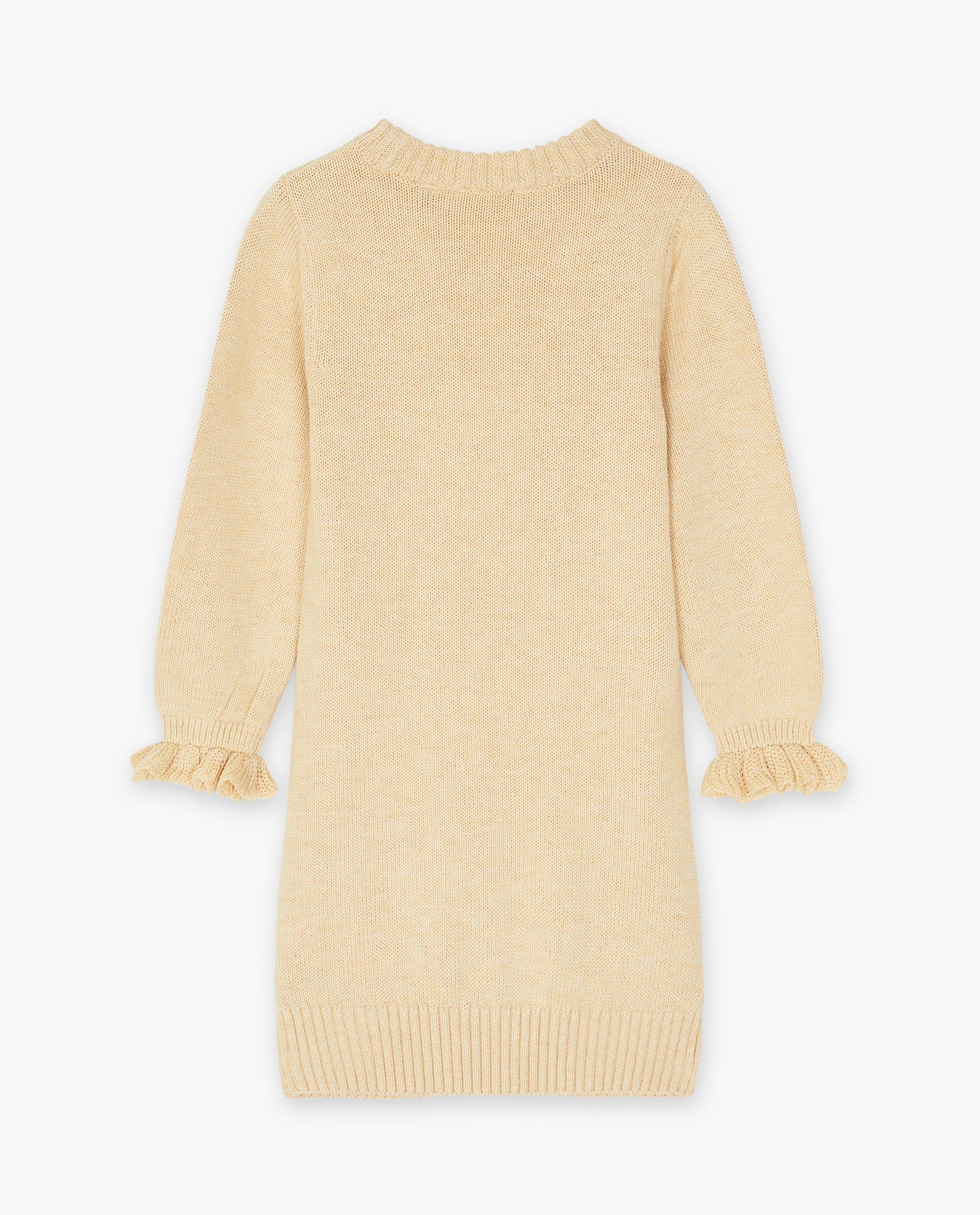 Kleedjes - Beige jurk met gebreid patroon
