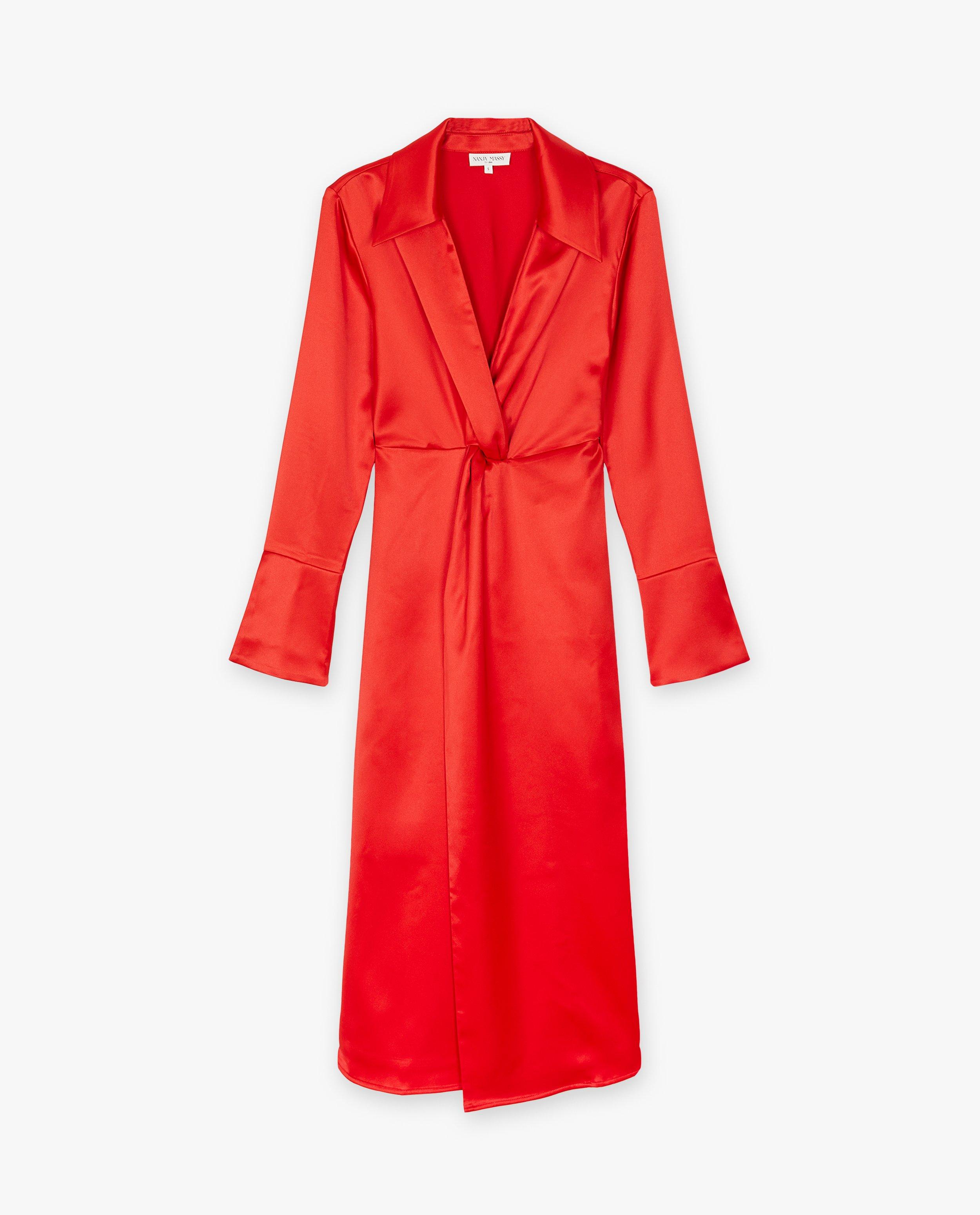 Robes - Robe rouge en satin