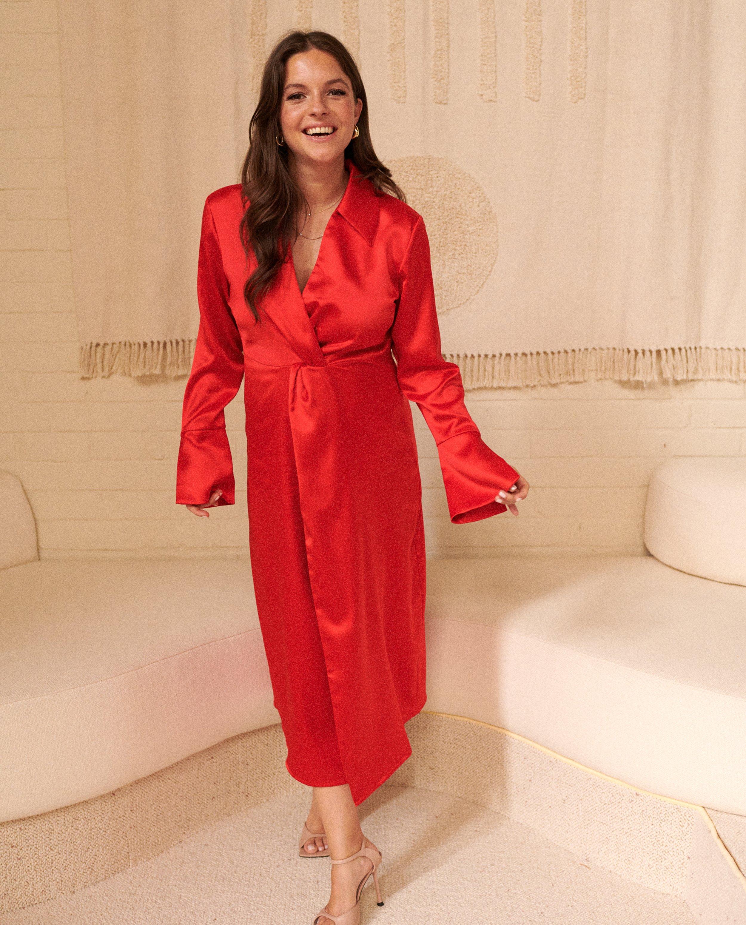 Robes - Robe rouge en satin