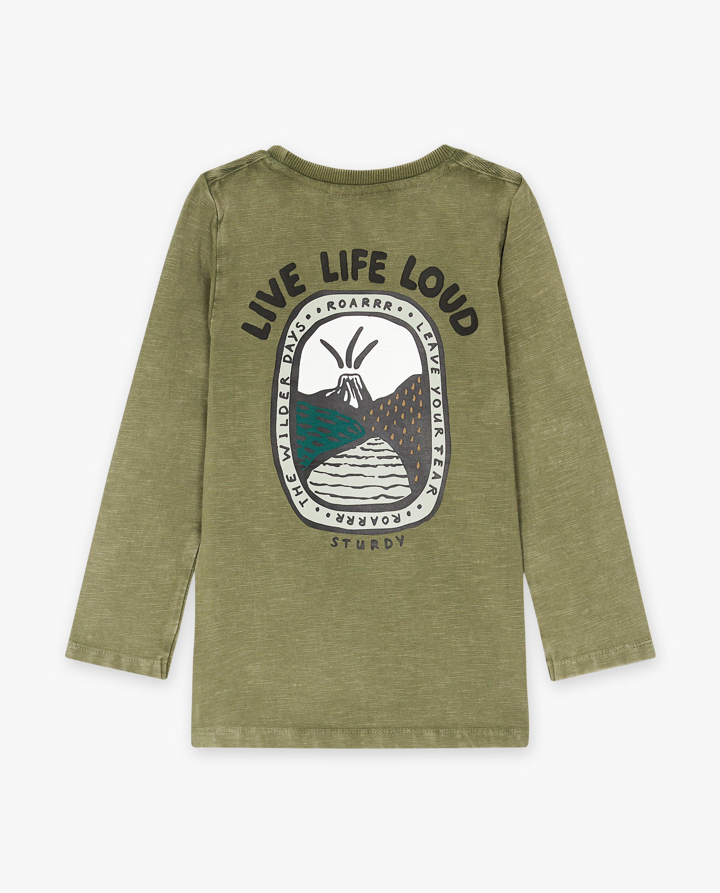 T-shirts - Groene longsleeve met print
