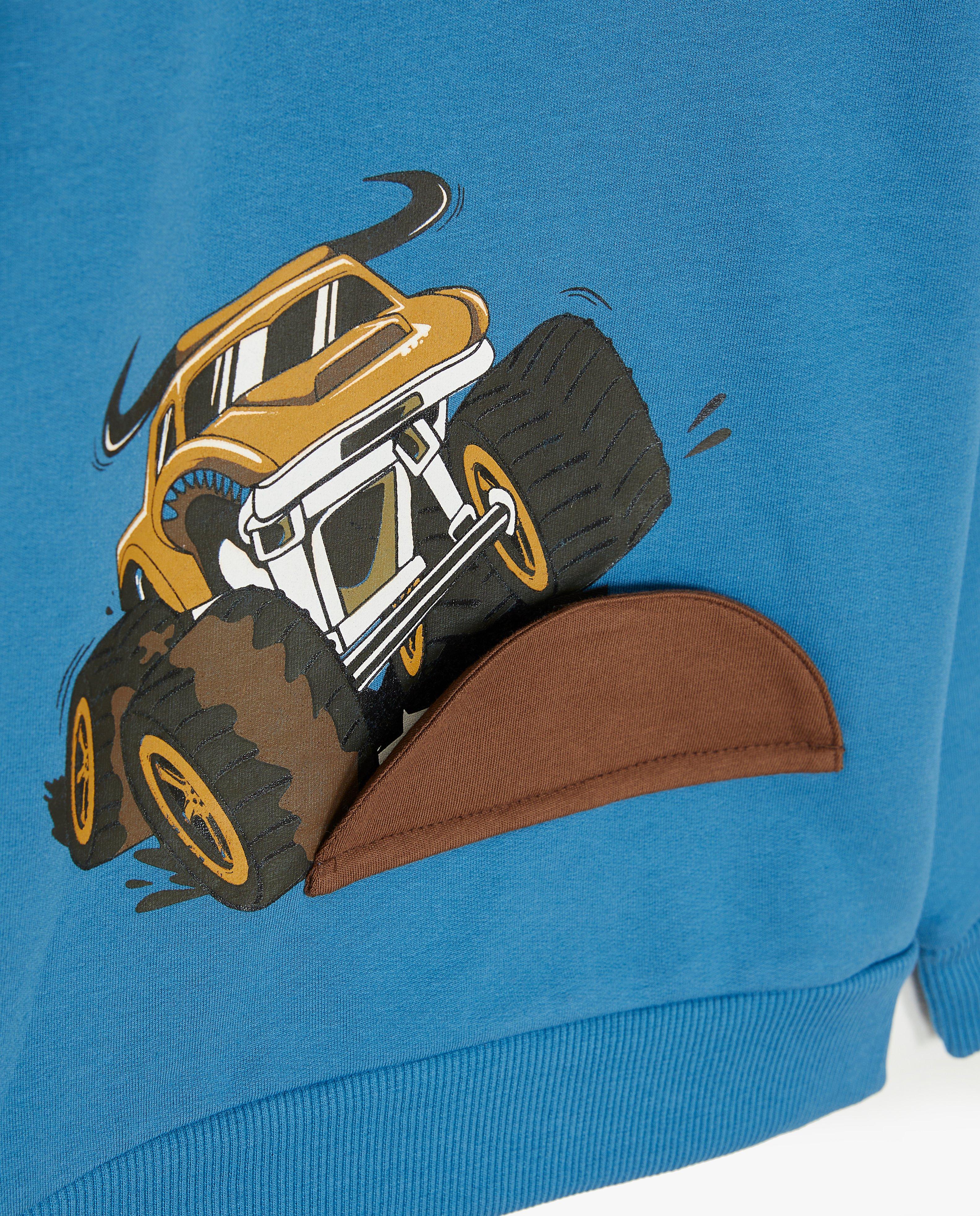 Sweaters - Blauwe sweater met print