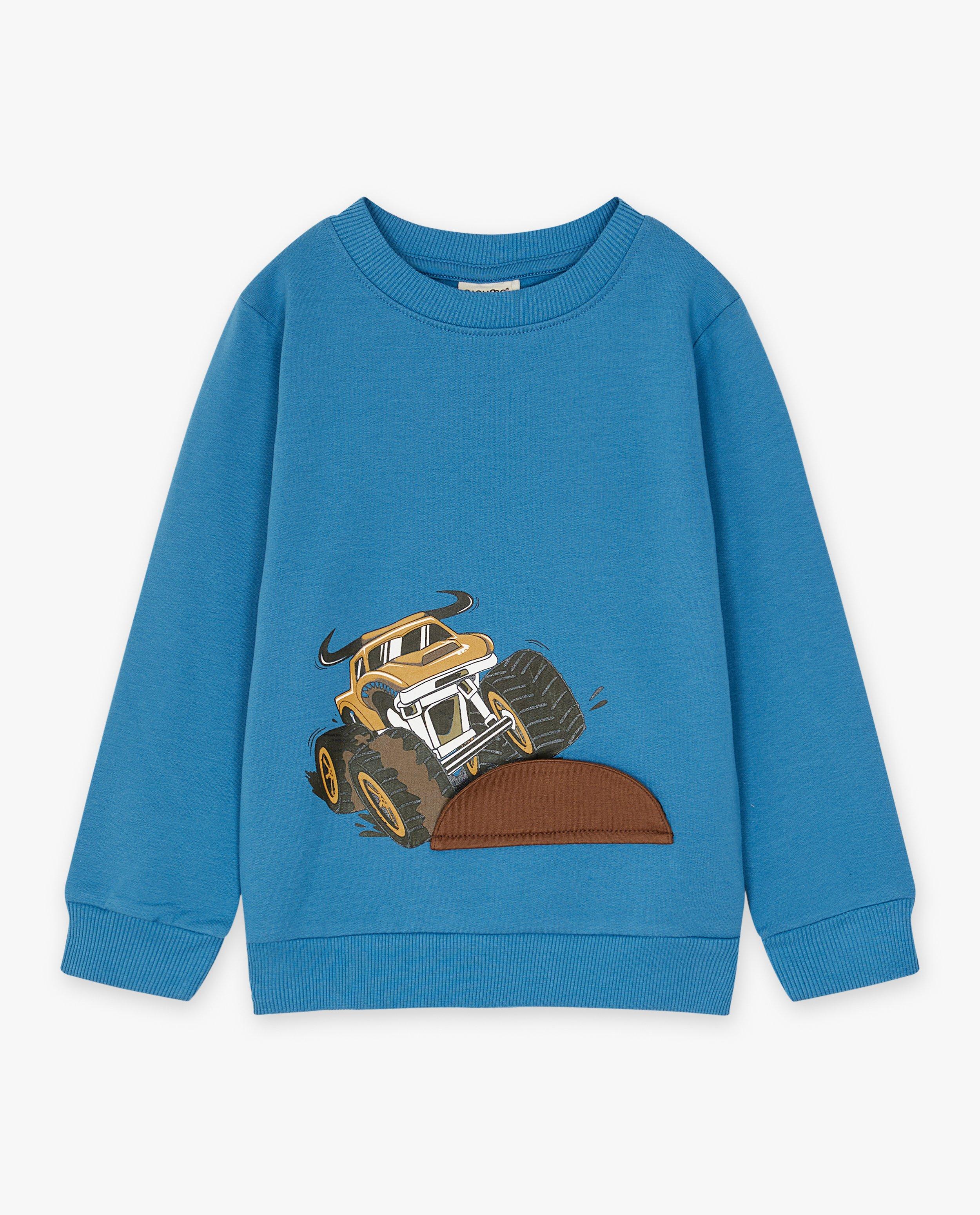 Blauwe sweater met print - null - Minymo