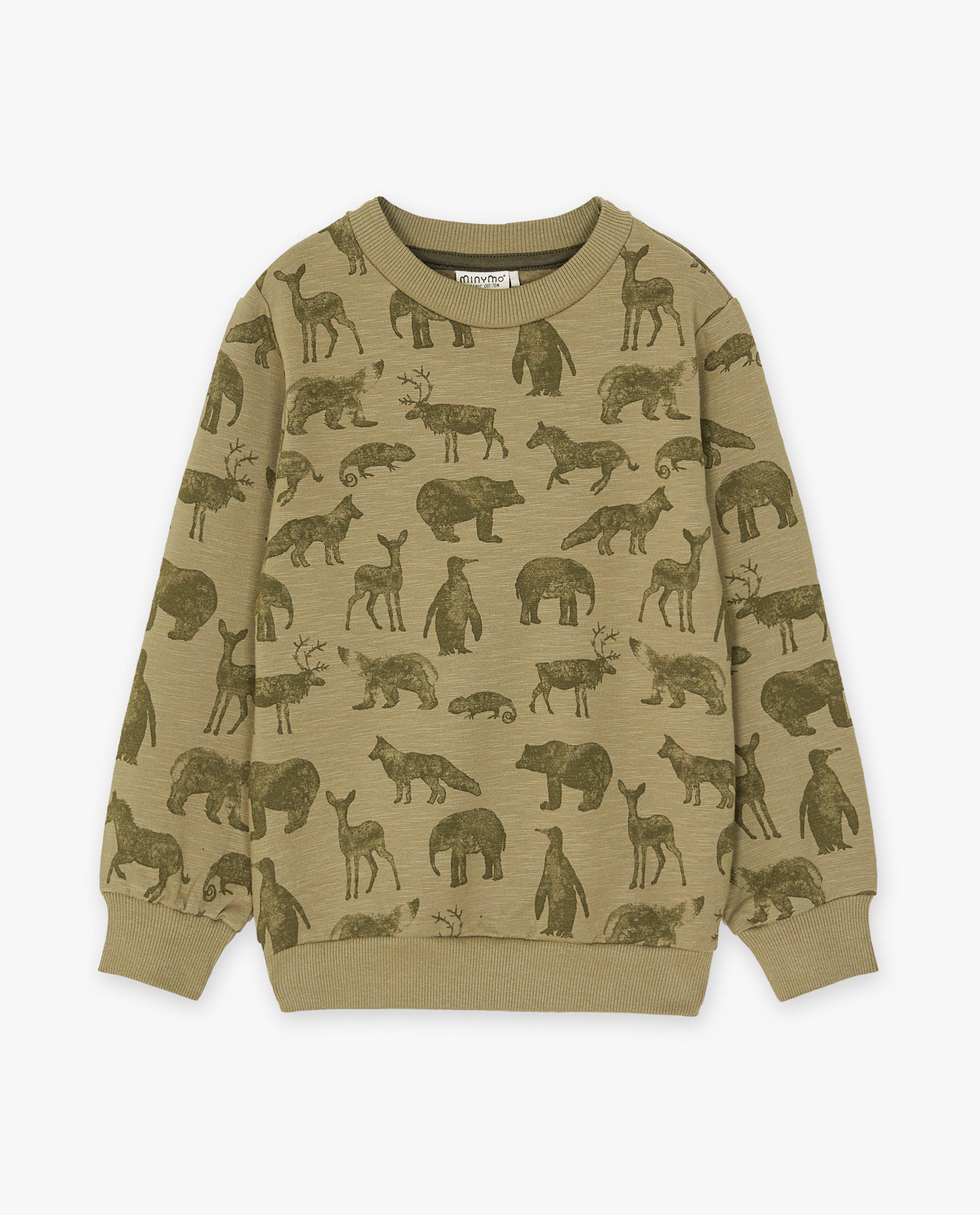 Groene sweater met dierenprint - null - Minymo