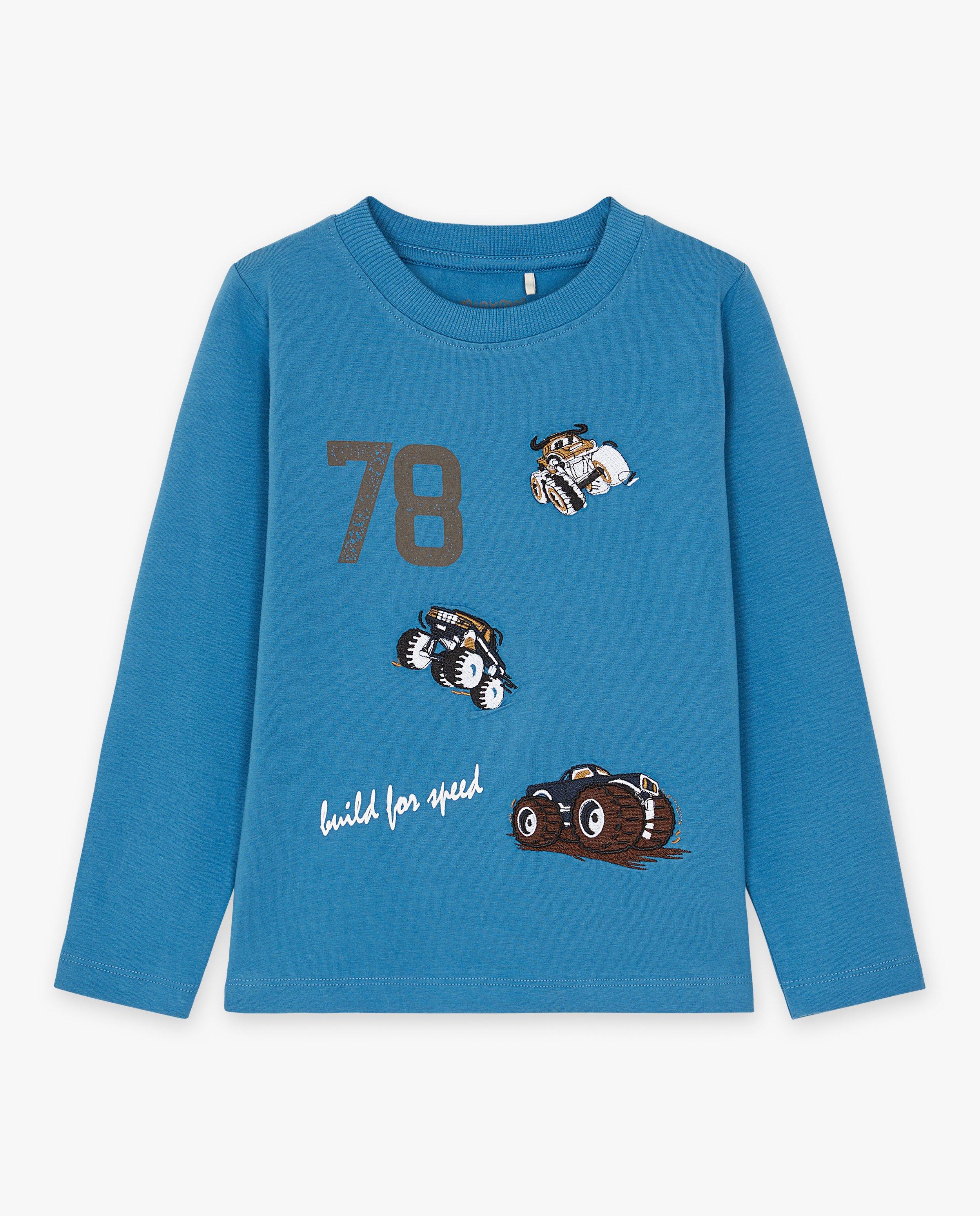 Blauwe longsleeve met borduursel - null - Minymo