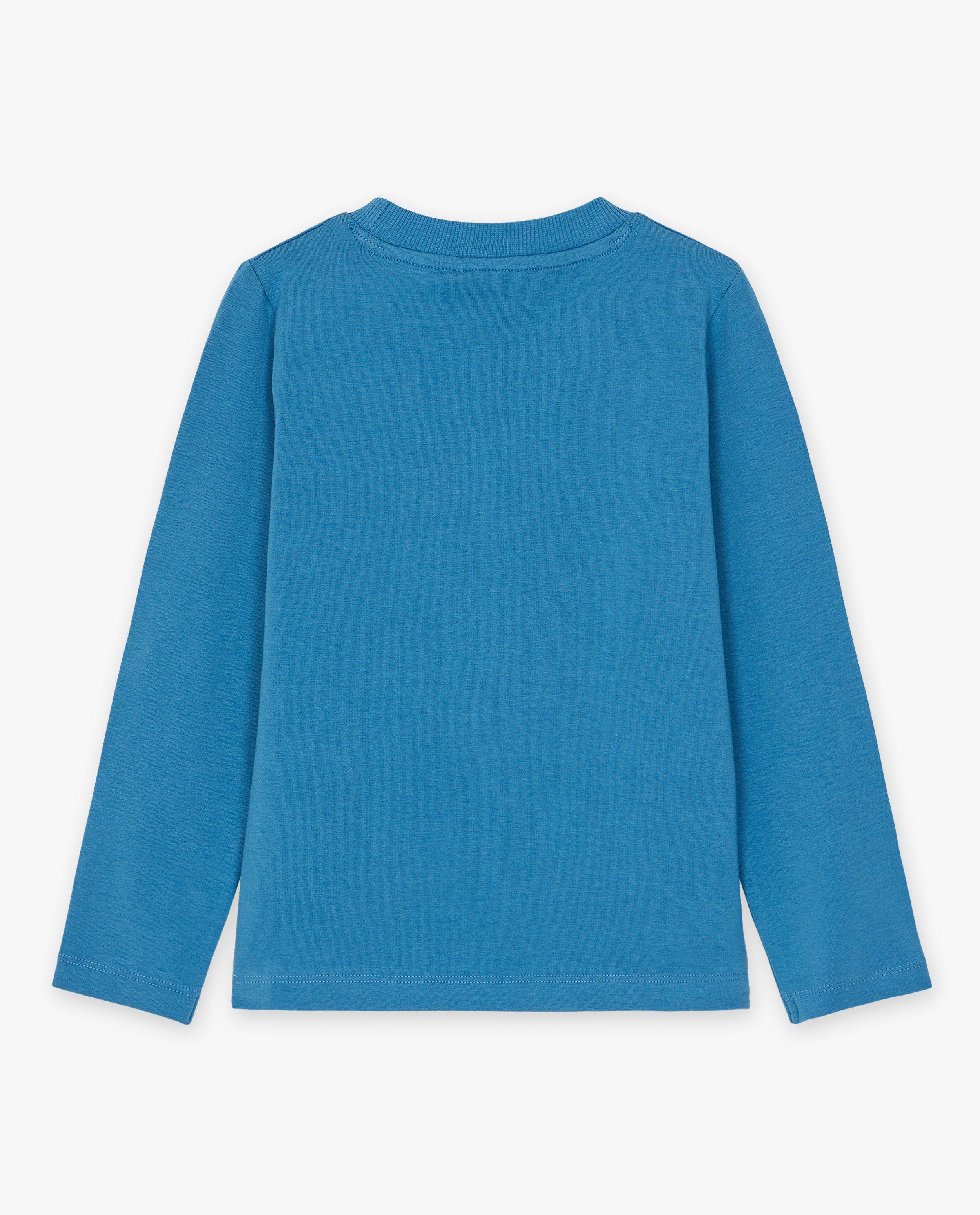 T-shirts - Blauwe longsleeve met borduursel