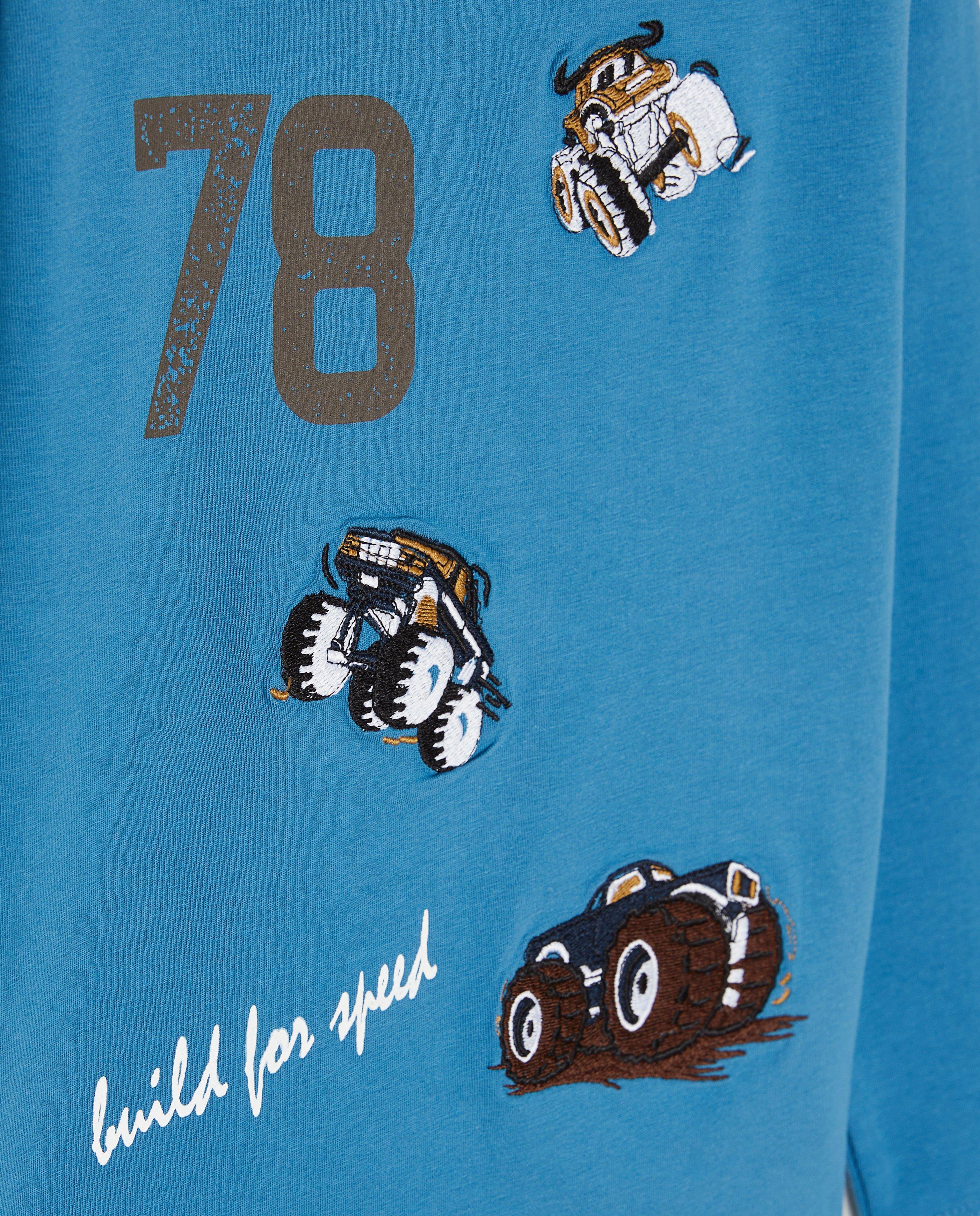T-shirts - Blauwe longsleeve met borduursel