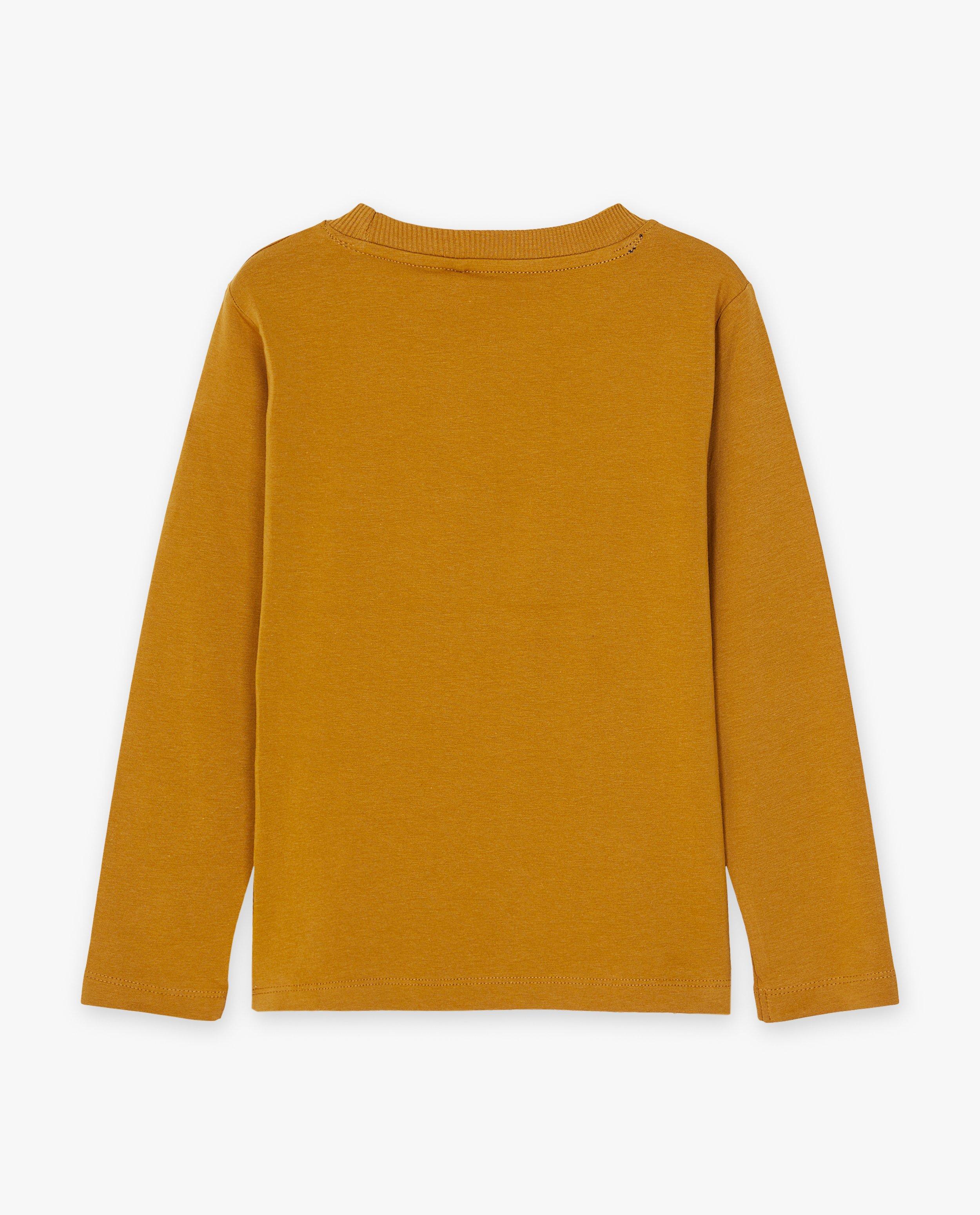 T-shirts - Gele longsleeve met print