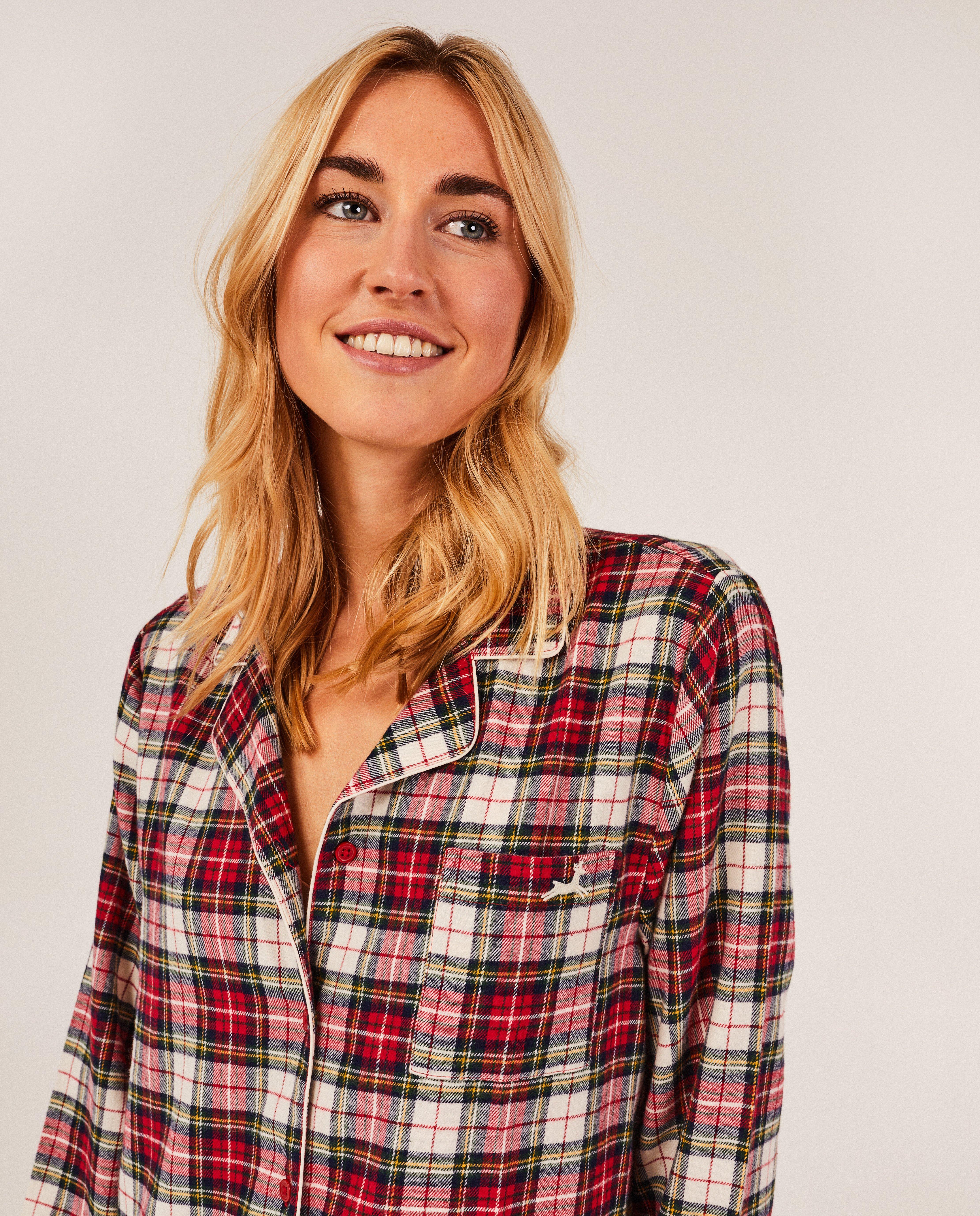 Pyjamas - Robe de nuit en flanelle à carreaux, femmes