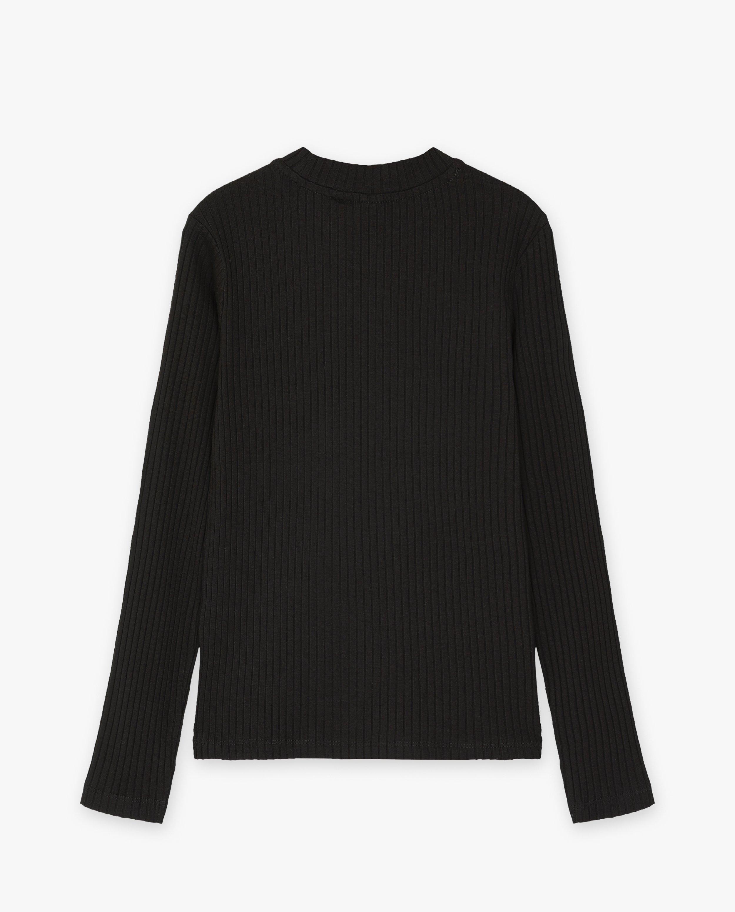 T-shirts - Geribde longsleeve met cut-out
