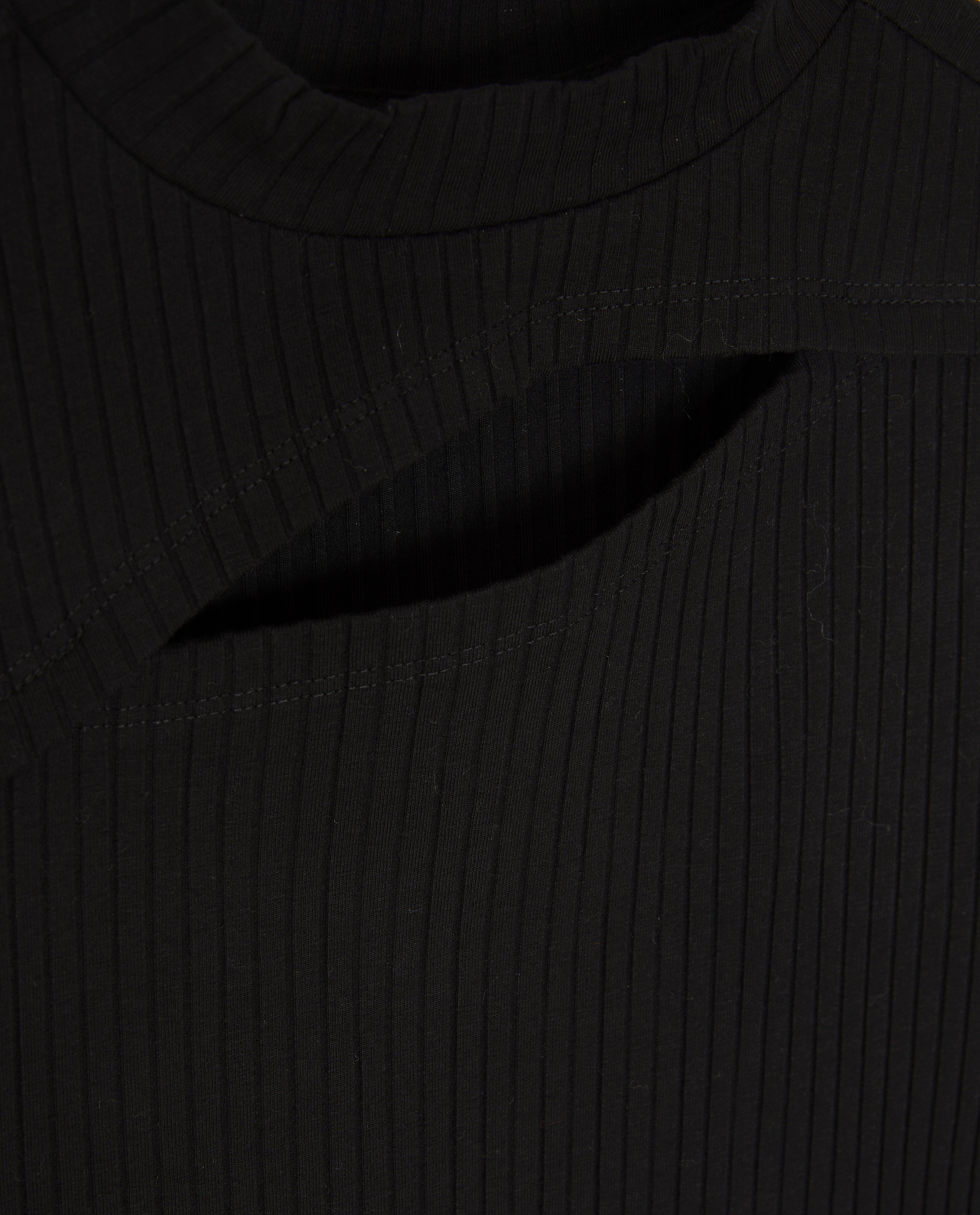 T-shirts - Geribde longsleeve met cut-out