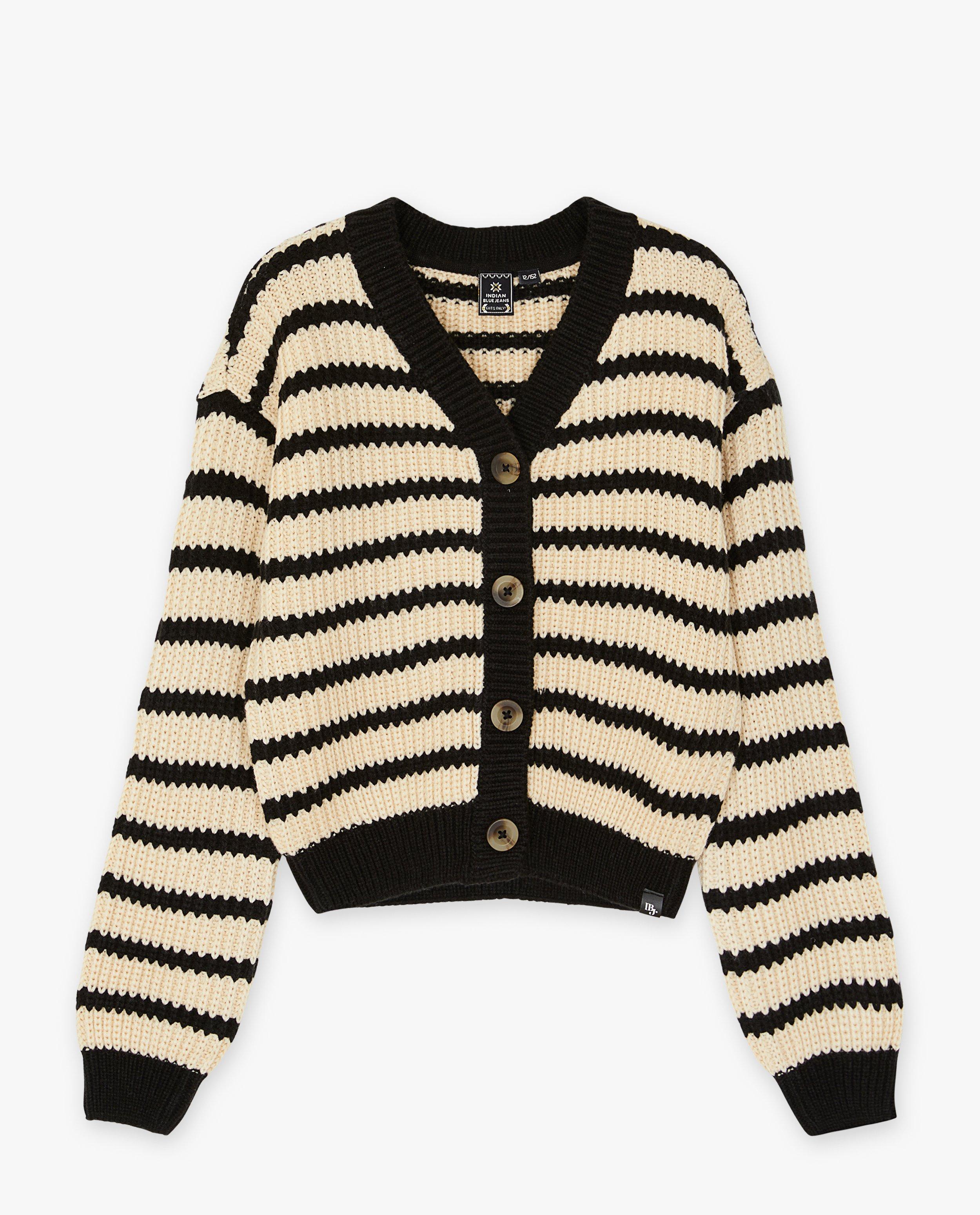 Gebreide cardigan met strepen - null - Indian Blue Jeans