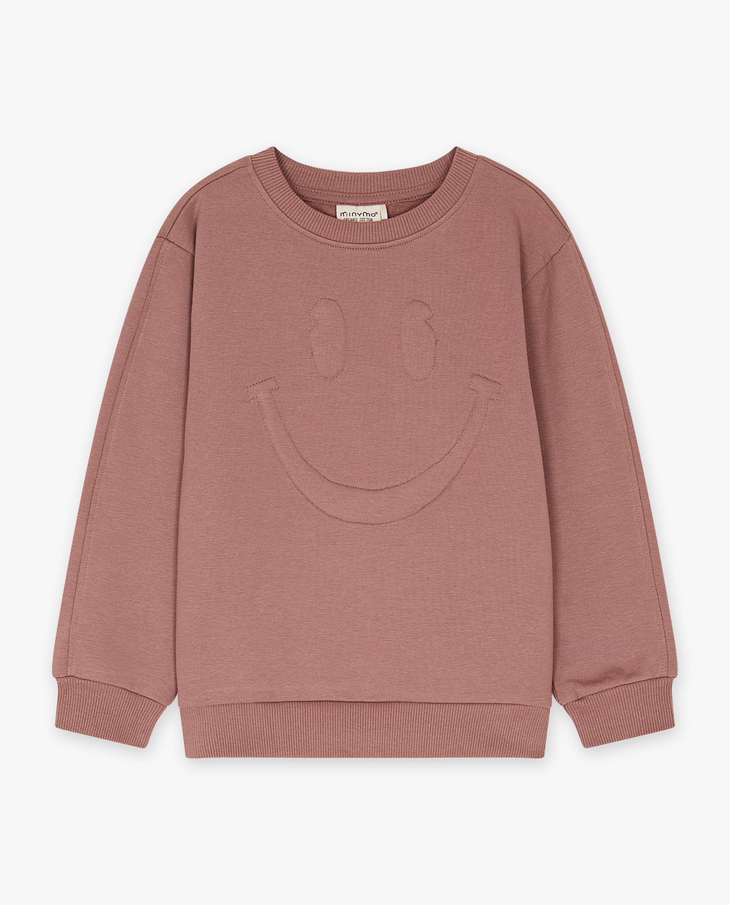 Donkerroze sweater met smiley - null - Minymo