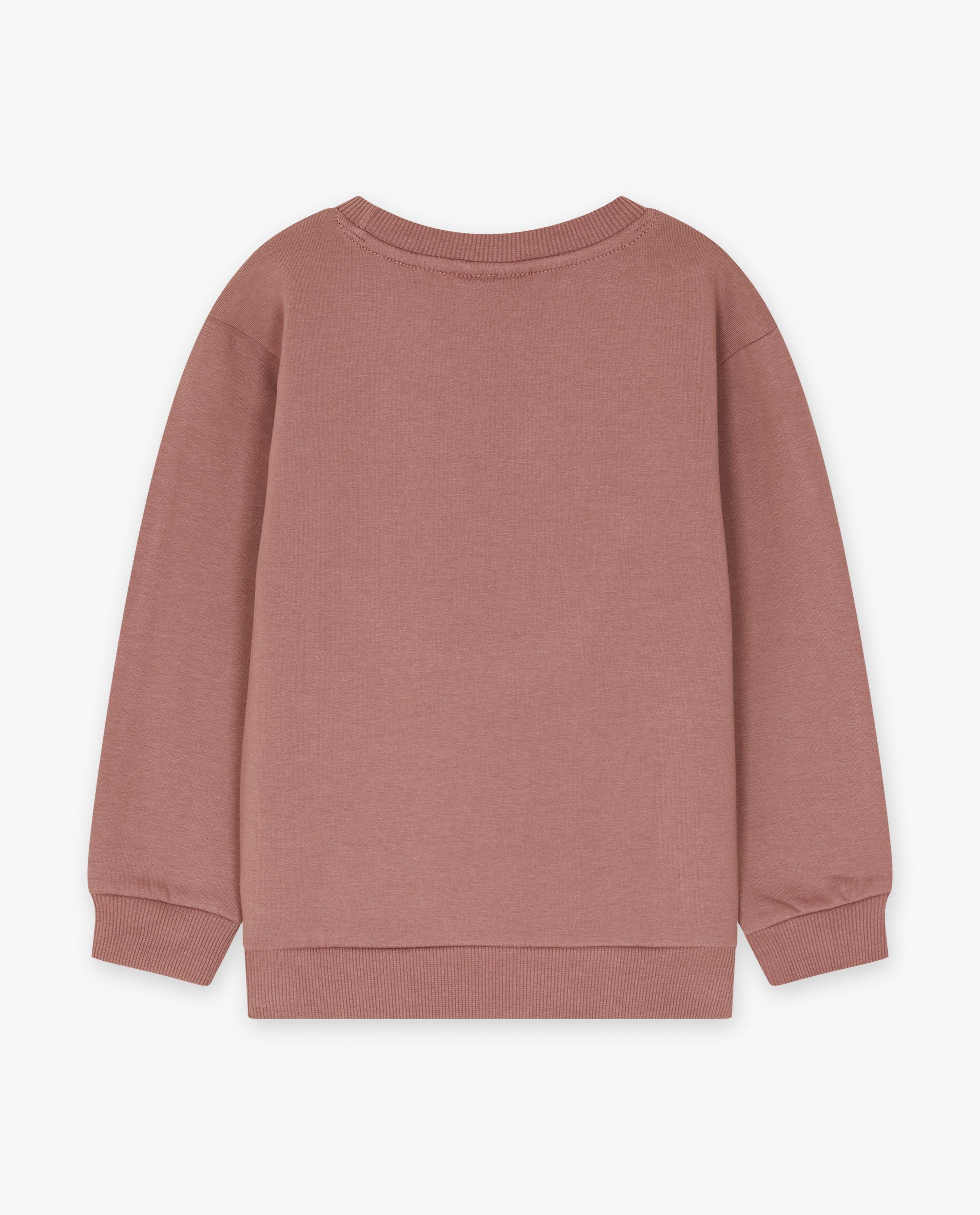 Sweaters - Donkerroze sweater met smiley