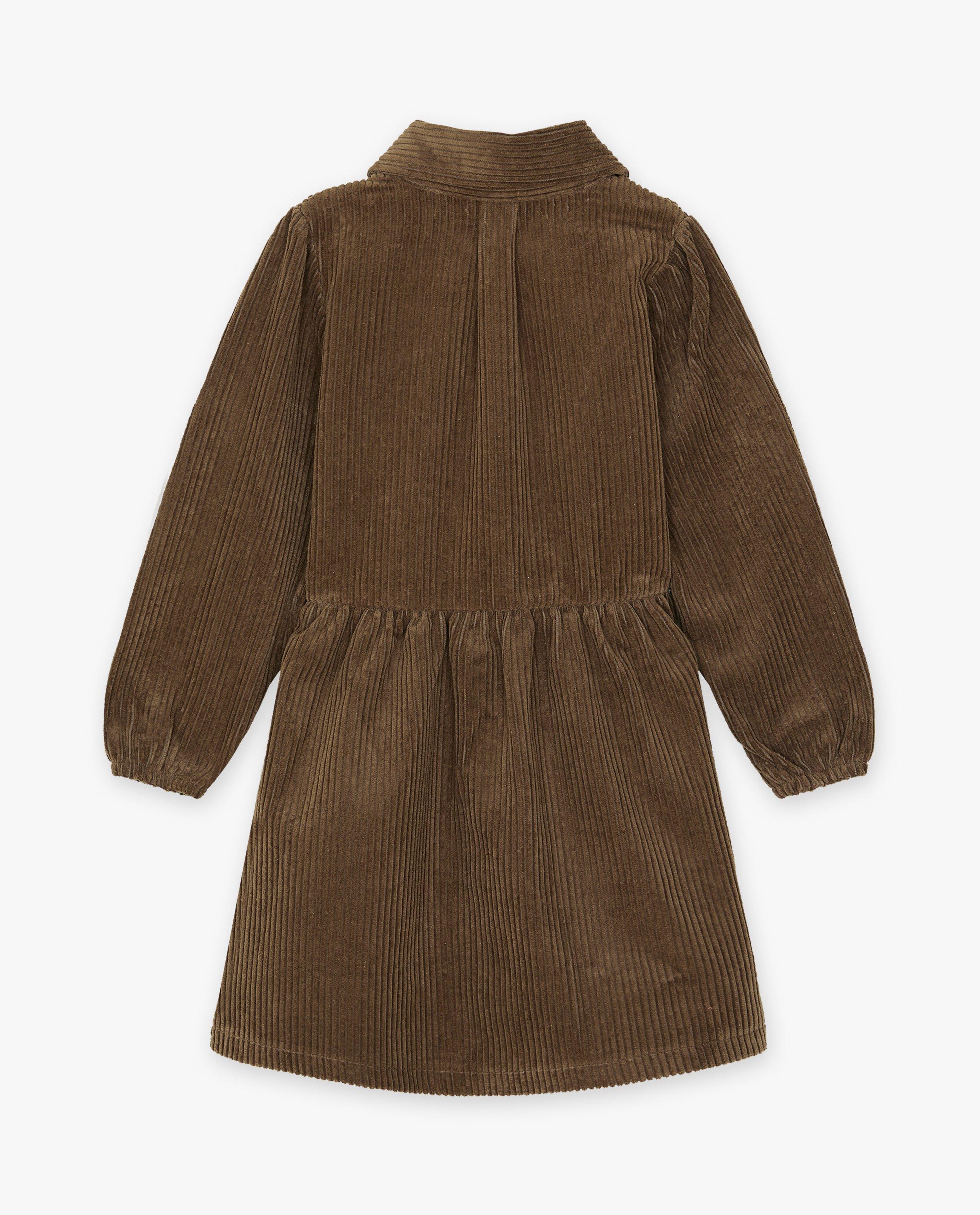 Robes - Robe brune en velours côtelé