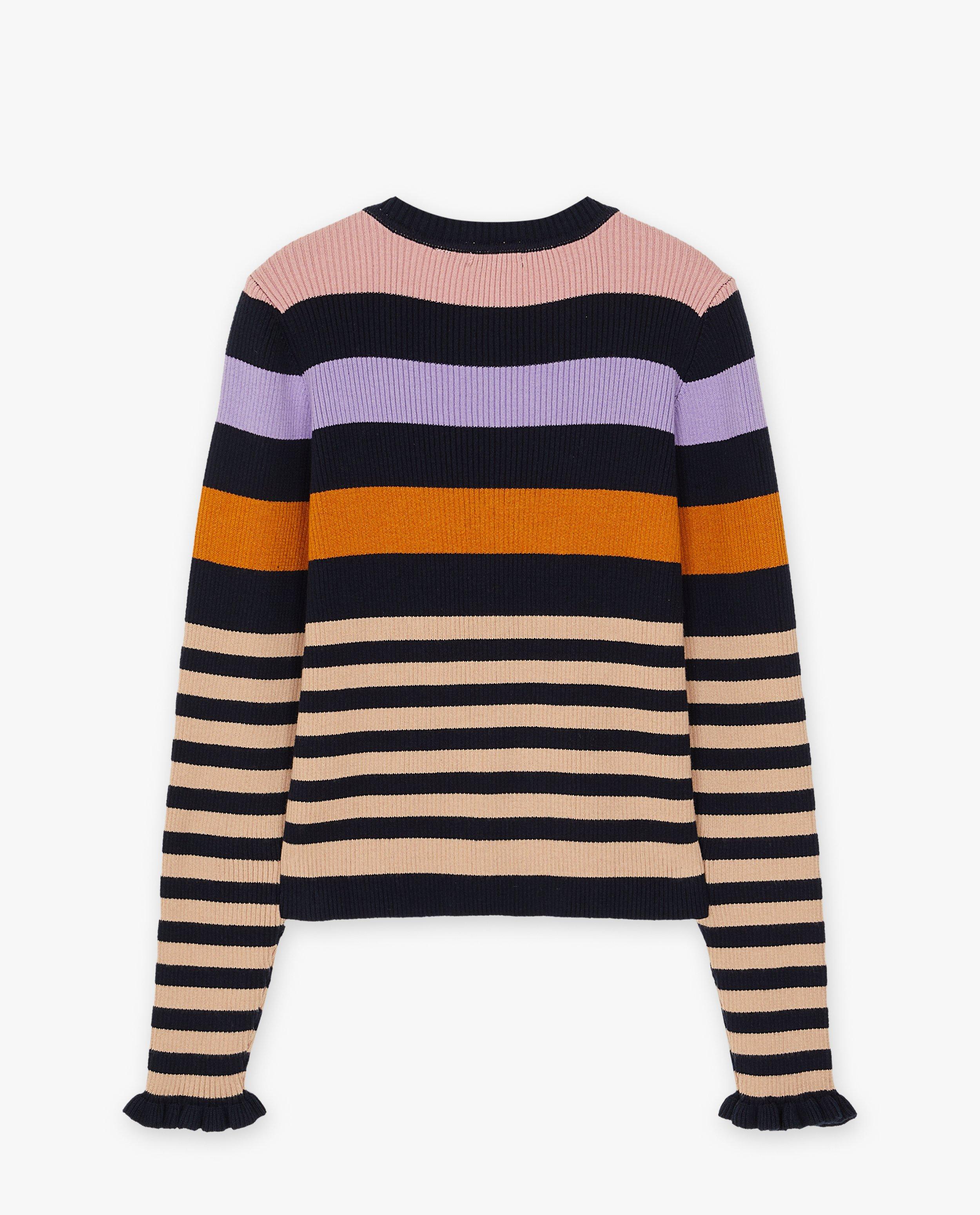 Gestreepte trui met rib - Product Detail - donkerblauw - afbeelding nummer 2