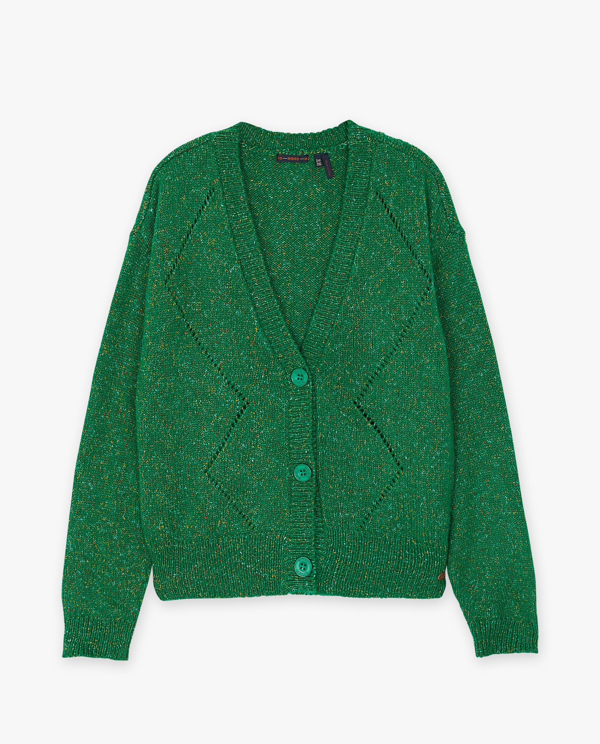 Groene cardigan met spikkels - null - nono