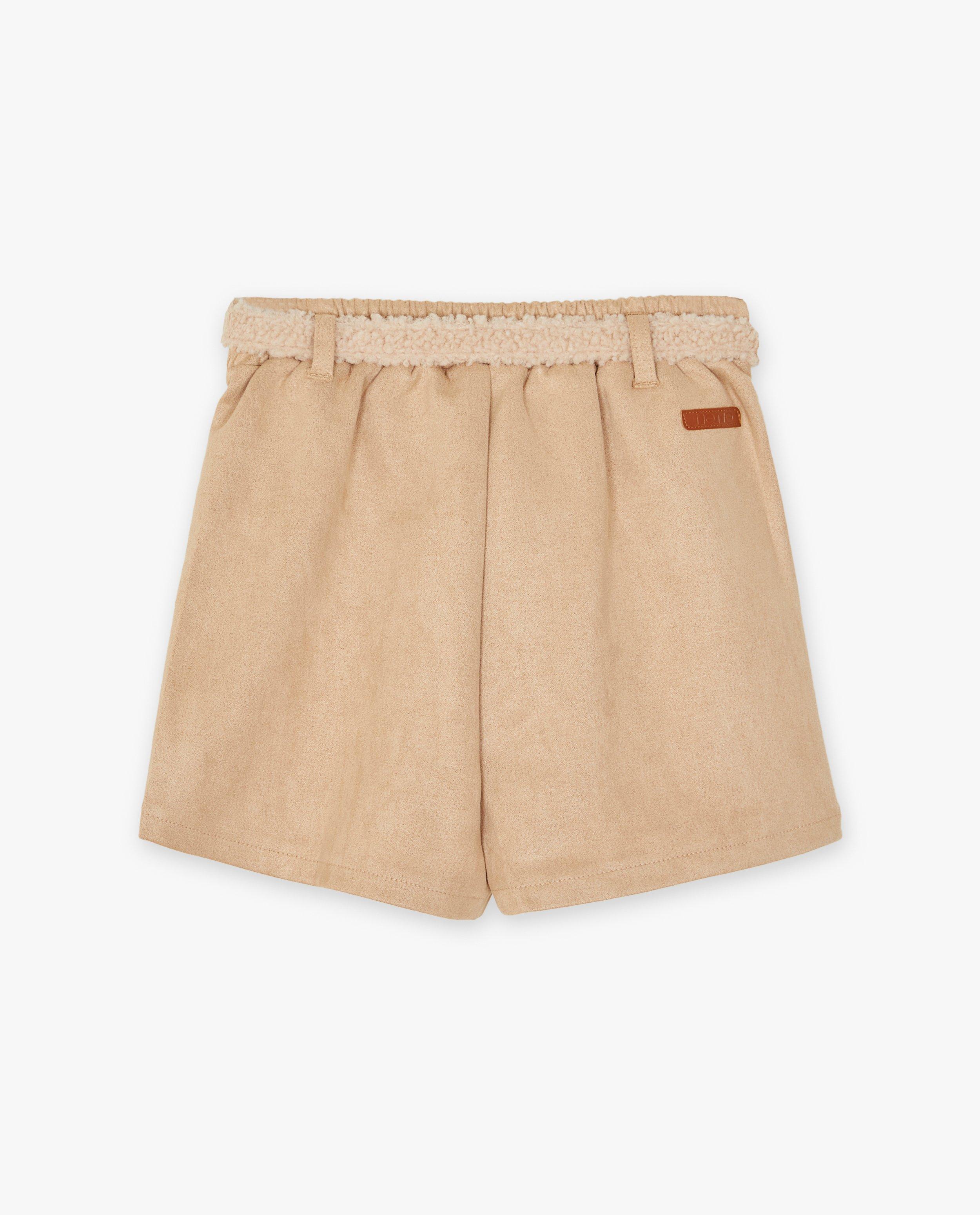 Shorten - Beige skort van suède