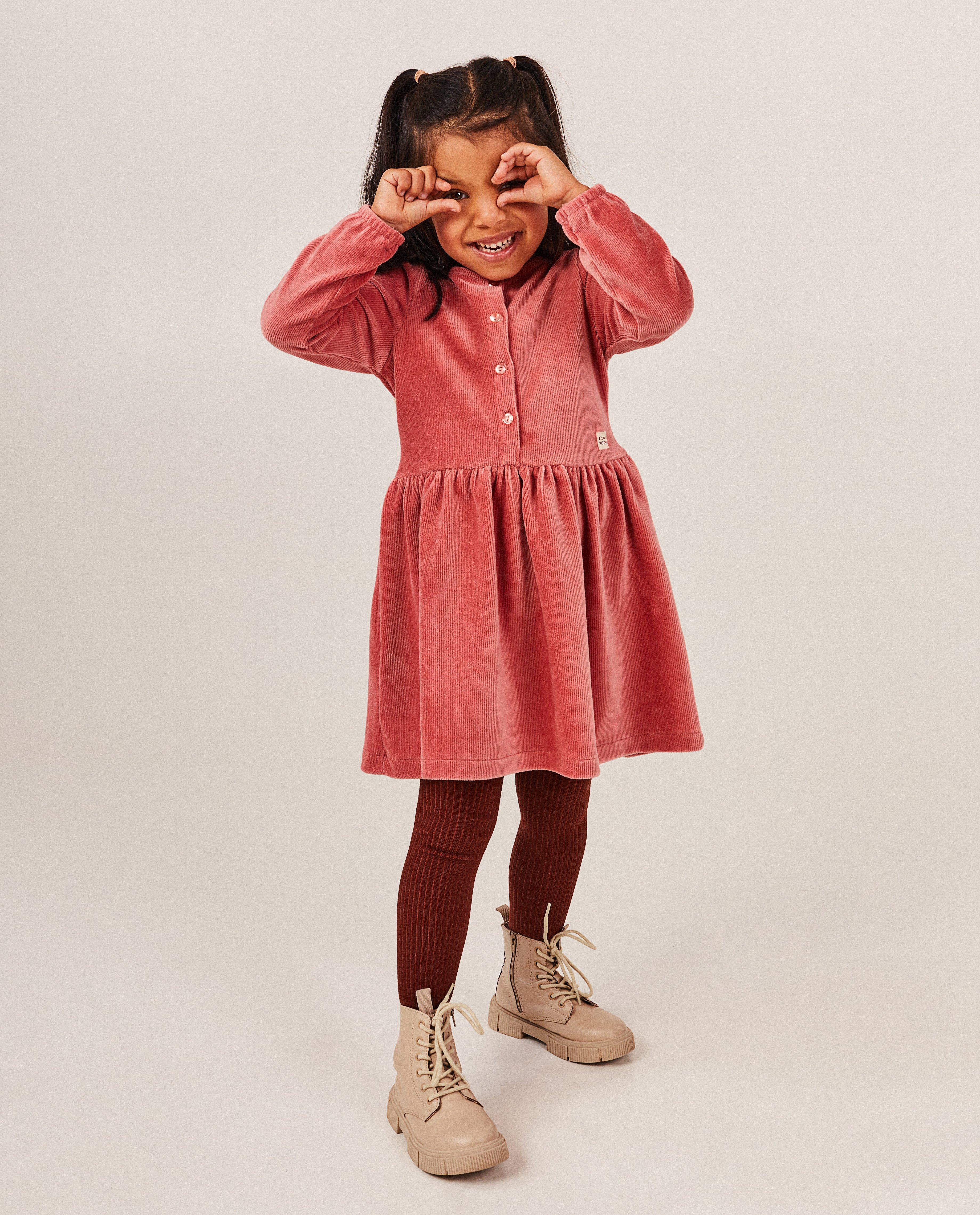 Robe gris fonc&eacute; en fin velours c&ocirc;tel&eacute; - D&eacute;tails du produit - rose - image num&eacute;ro 1