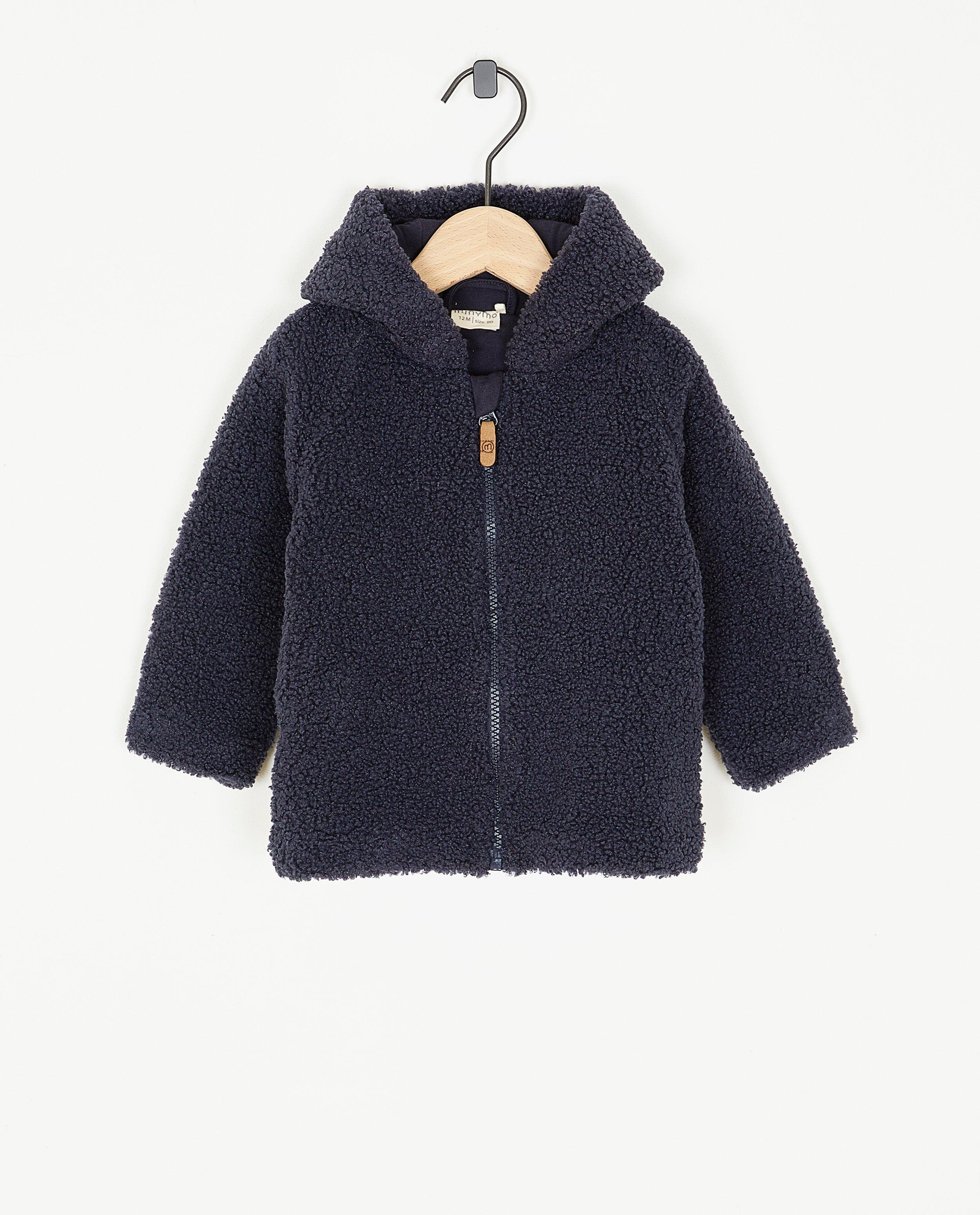 Donkerblauwe jas met teddy - null - Minymo