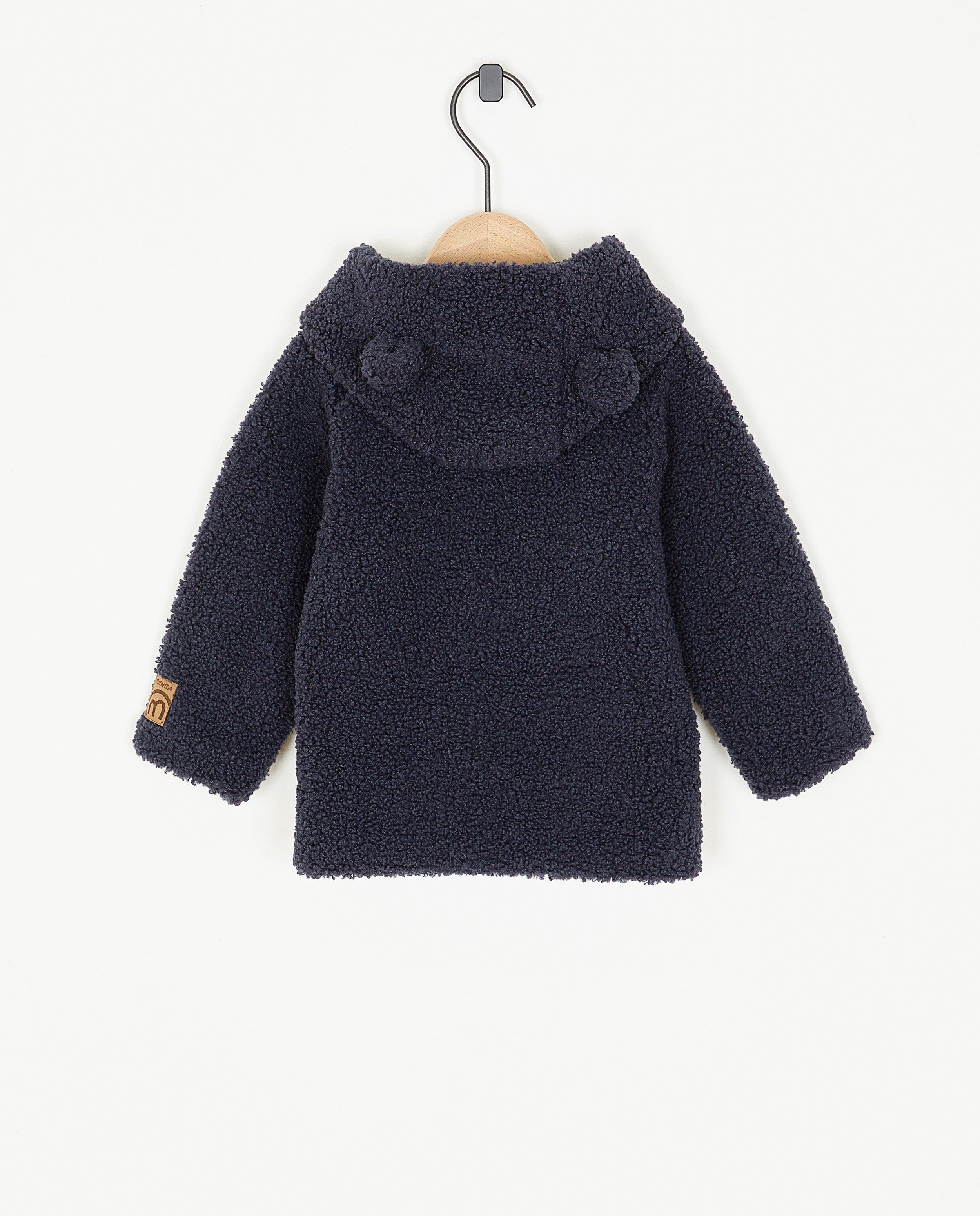 Jassen - Donkerblauwe jas met teddy