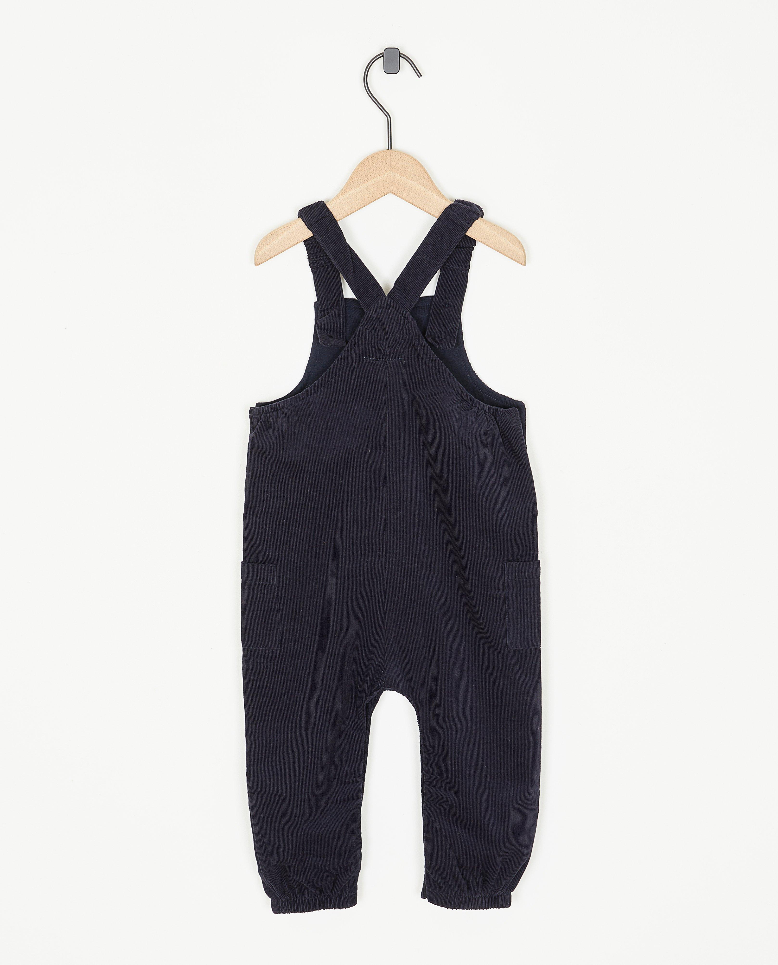 Pantalons - Salopette bleu foncé en velours côtelé