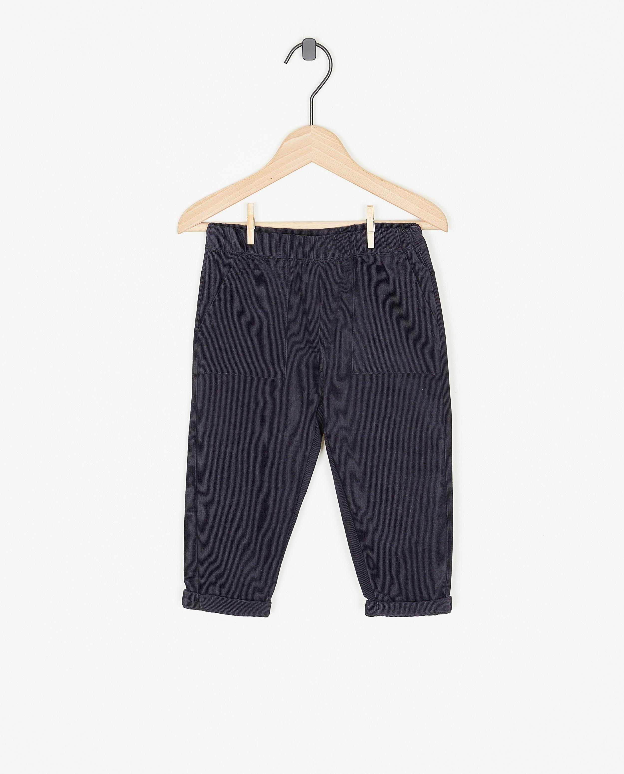 Pantalon bleu foncé en velours côtelé - null - Minymo
