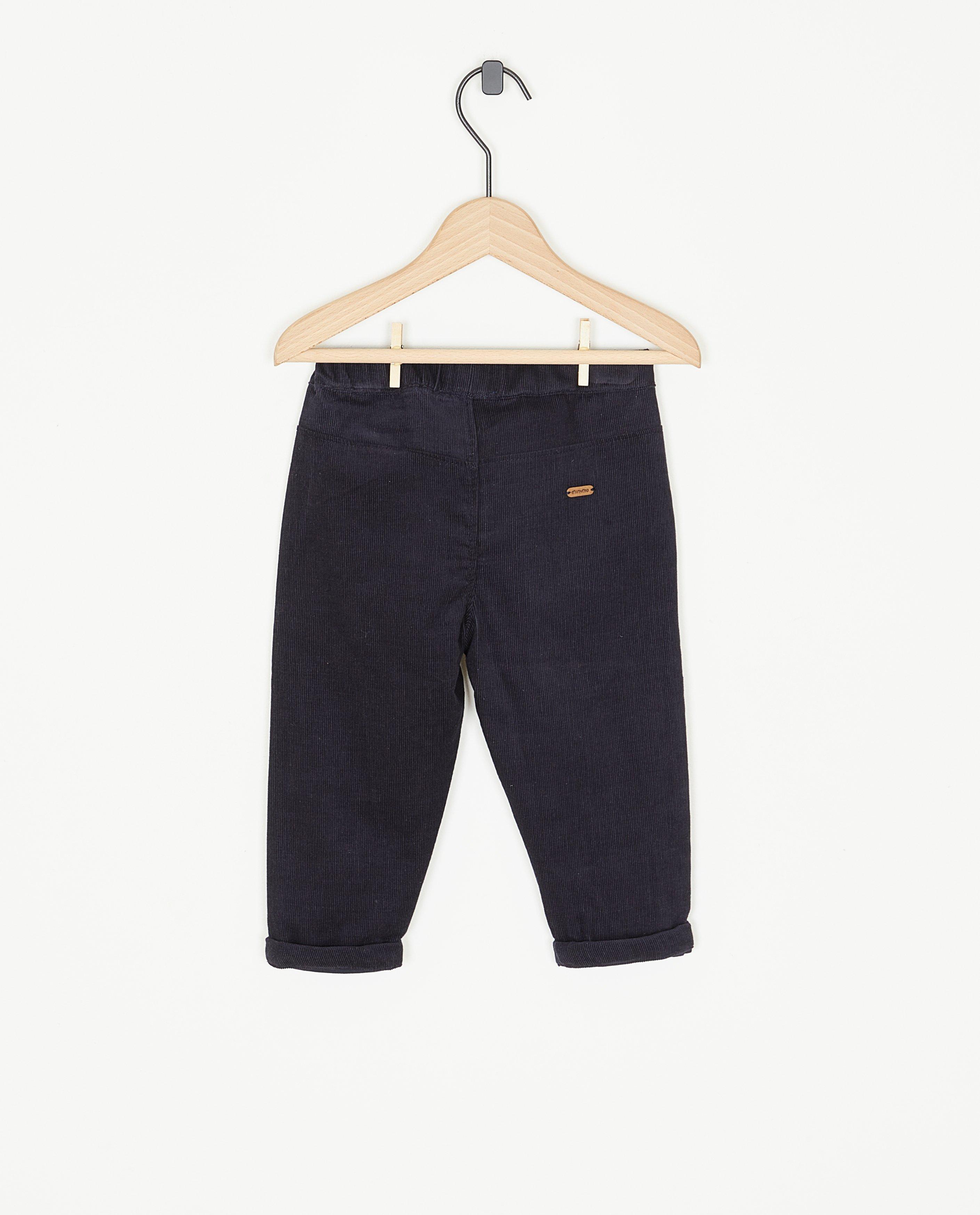 Pantalons - Pantalon bleu foncé en velours côtelé