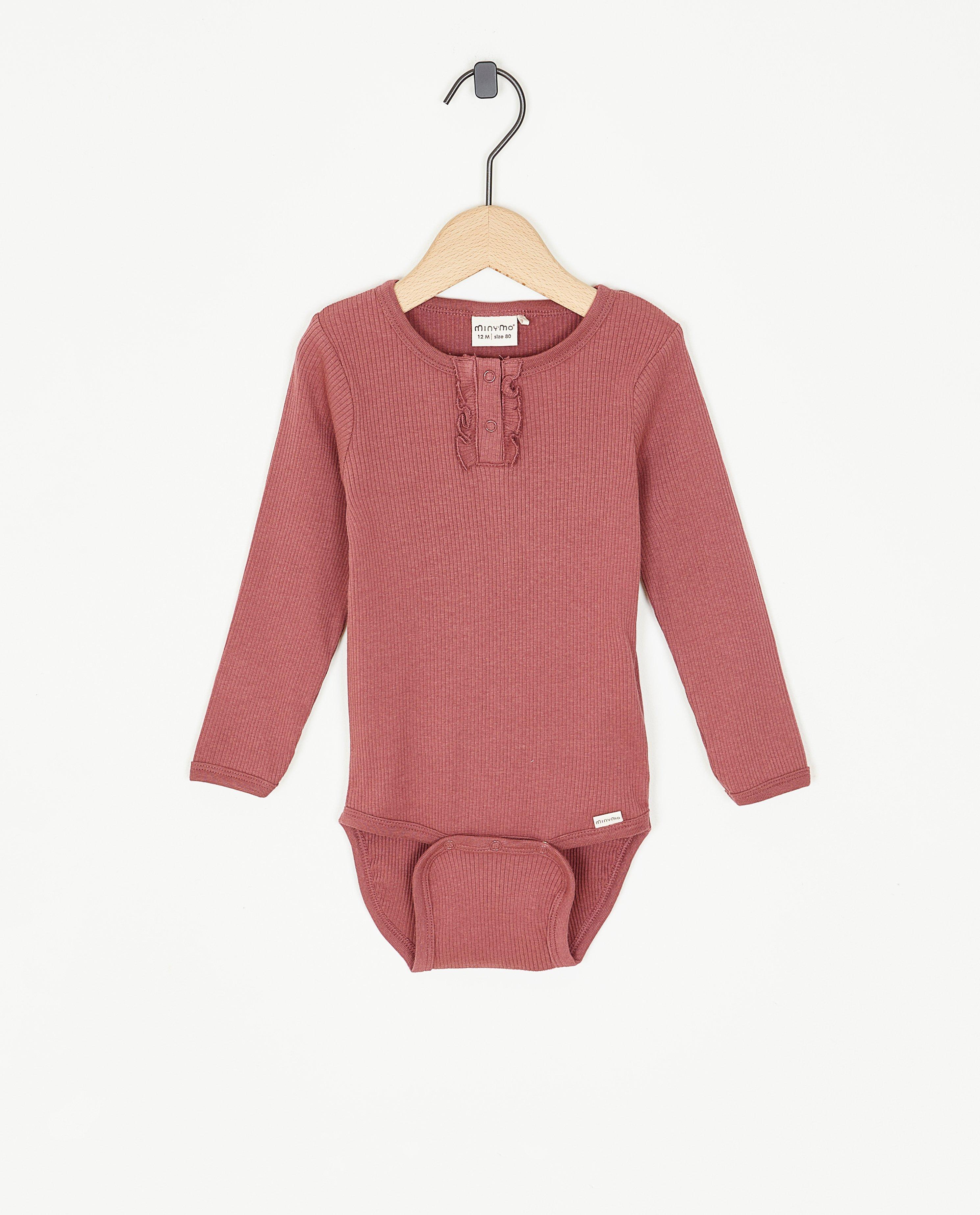 Donkerroze romper met rib - null - Minymo