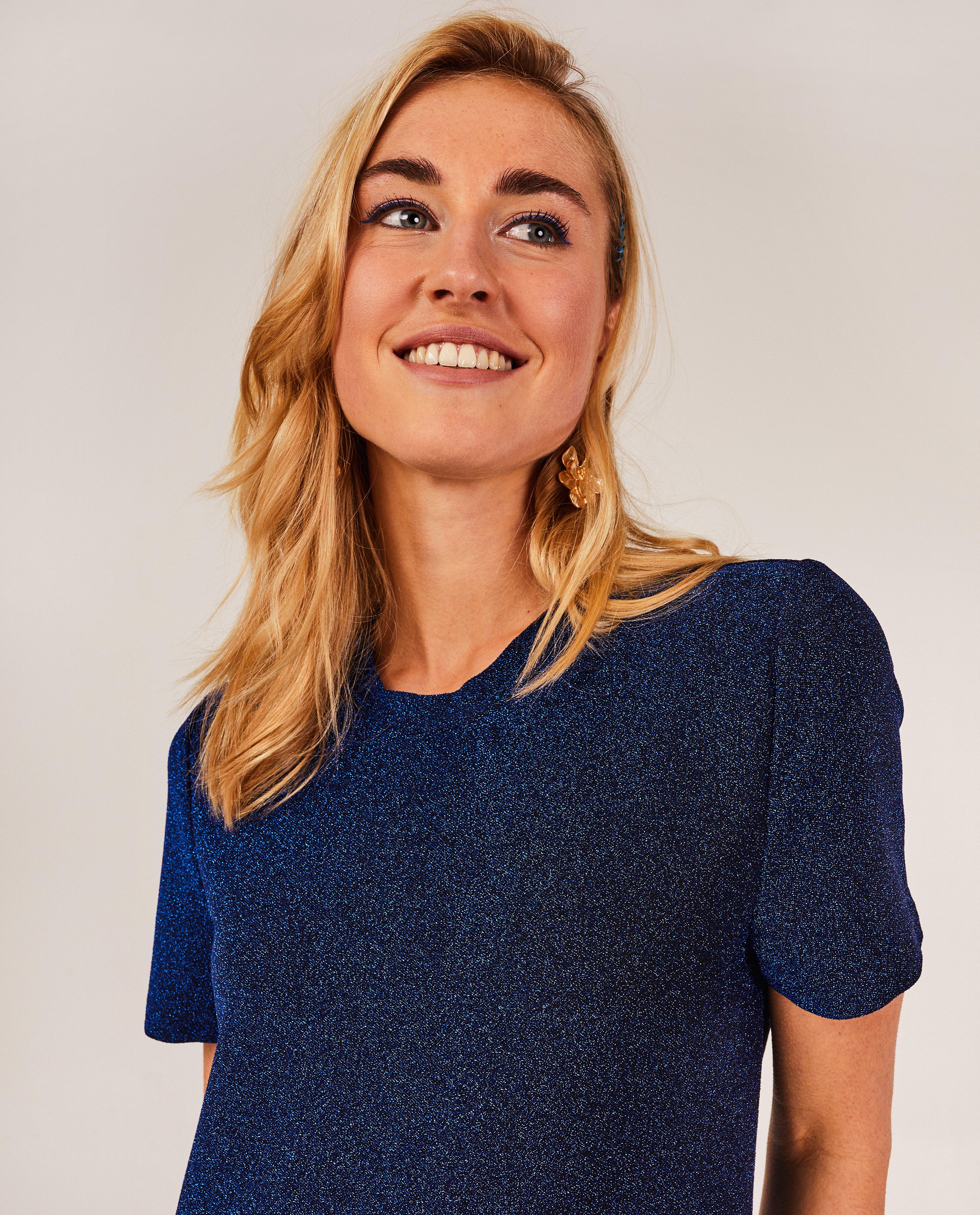 Kleedjes - Blauwe jurk met metaaldraad