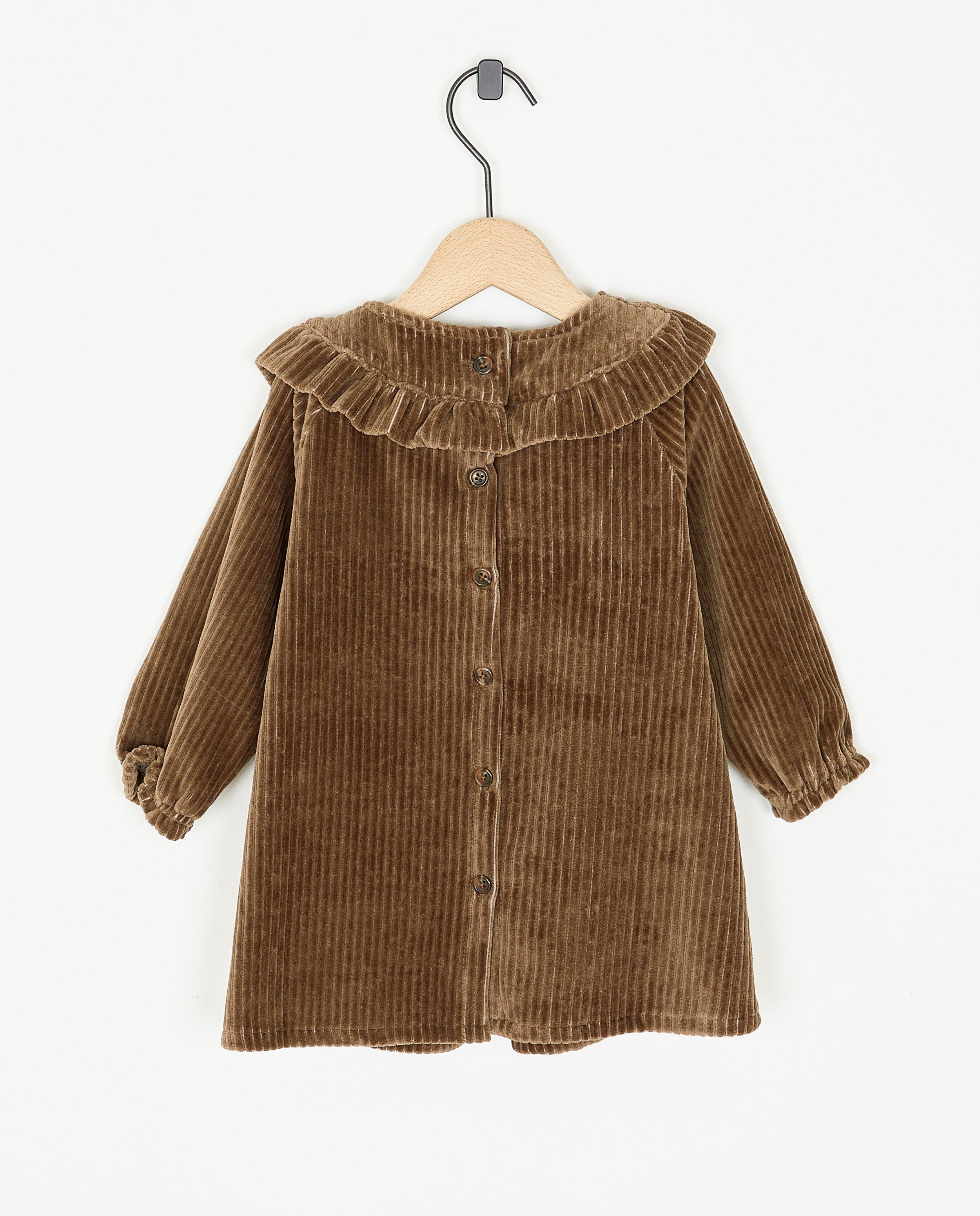 Robes - Robe brune en velours côtelé