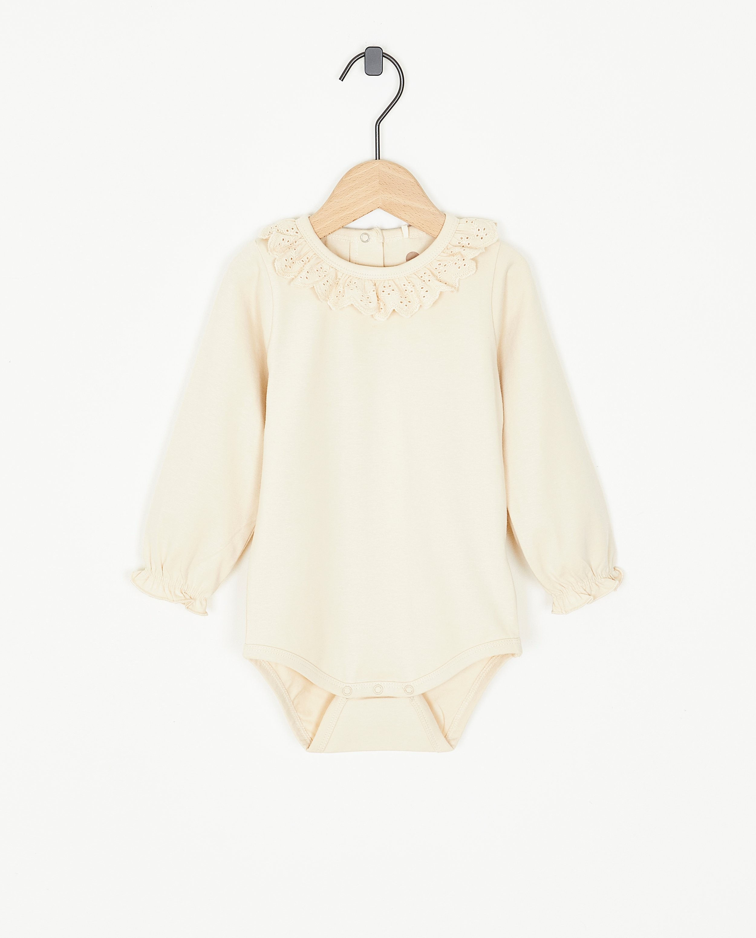 Lil' Atelier Baby Romper Lange Mouwen Tonto Coconut Milk | Rib