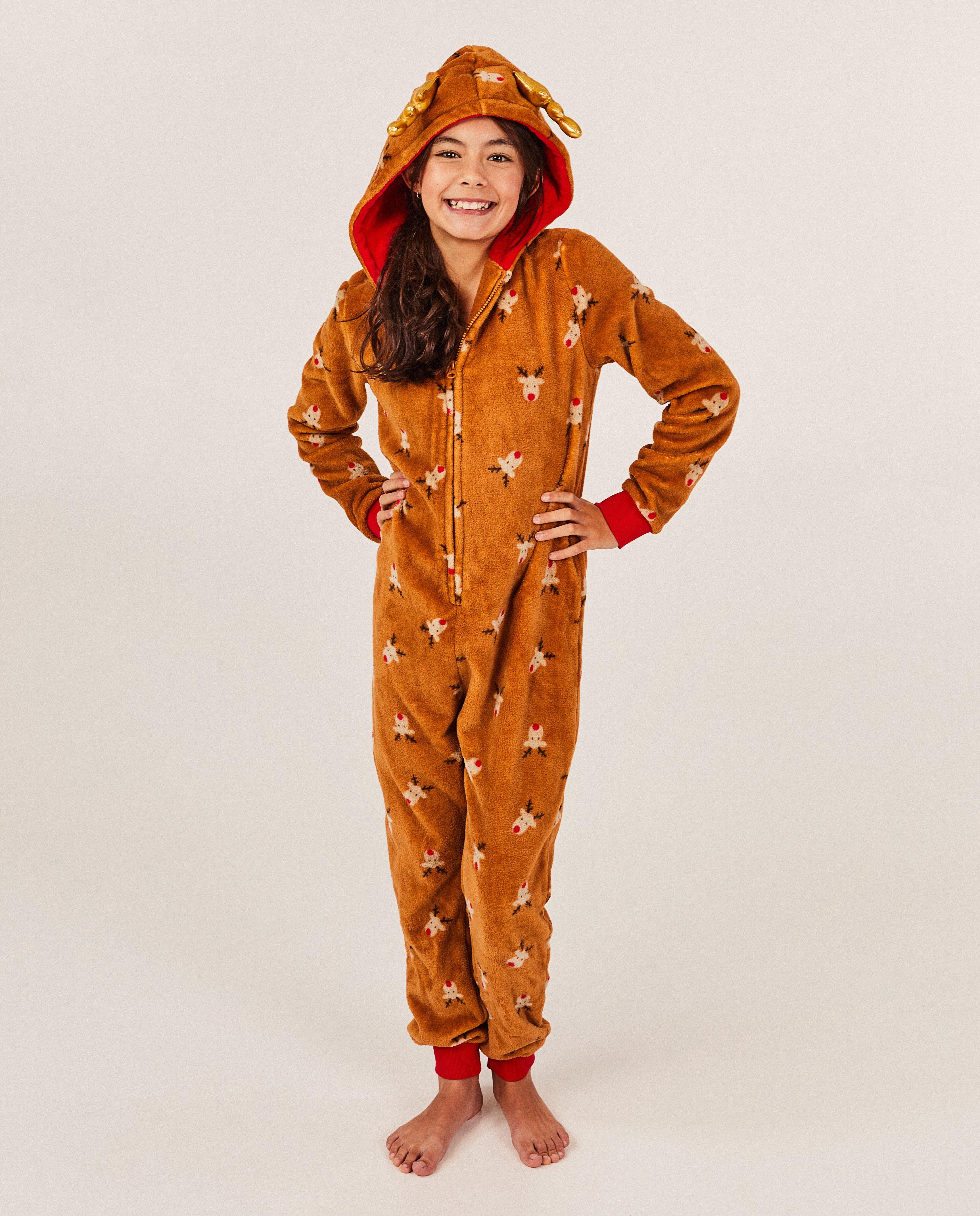 Nachtkleding - Onesie met rendierprint, 7-14 jaar