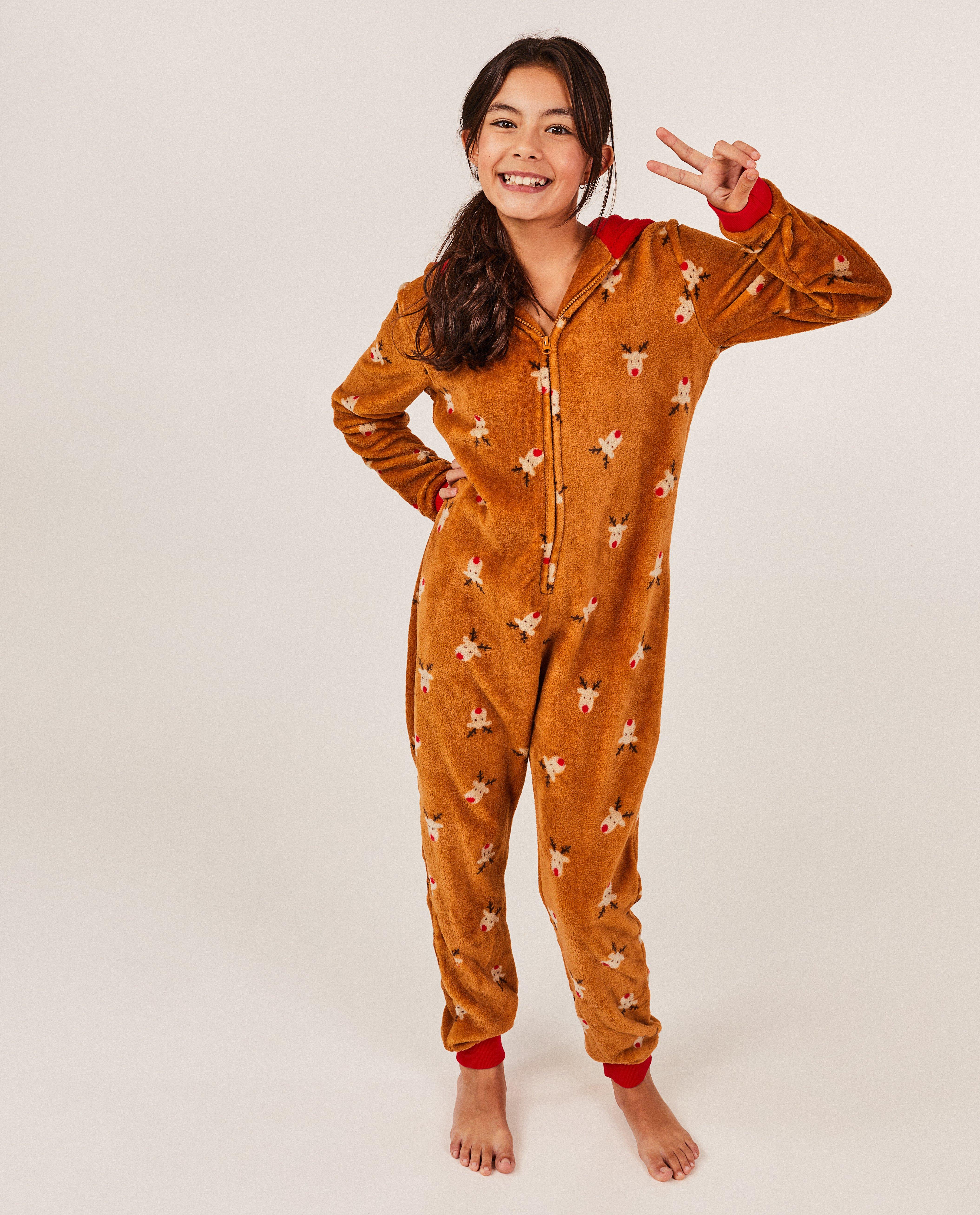 Nachtkleding - Onesie met rendierprint, 7-14 jaar