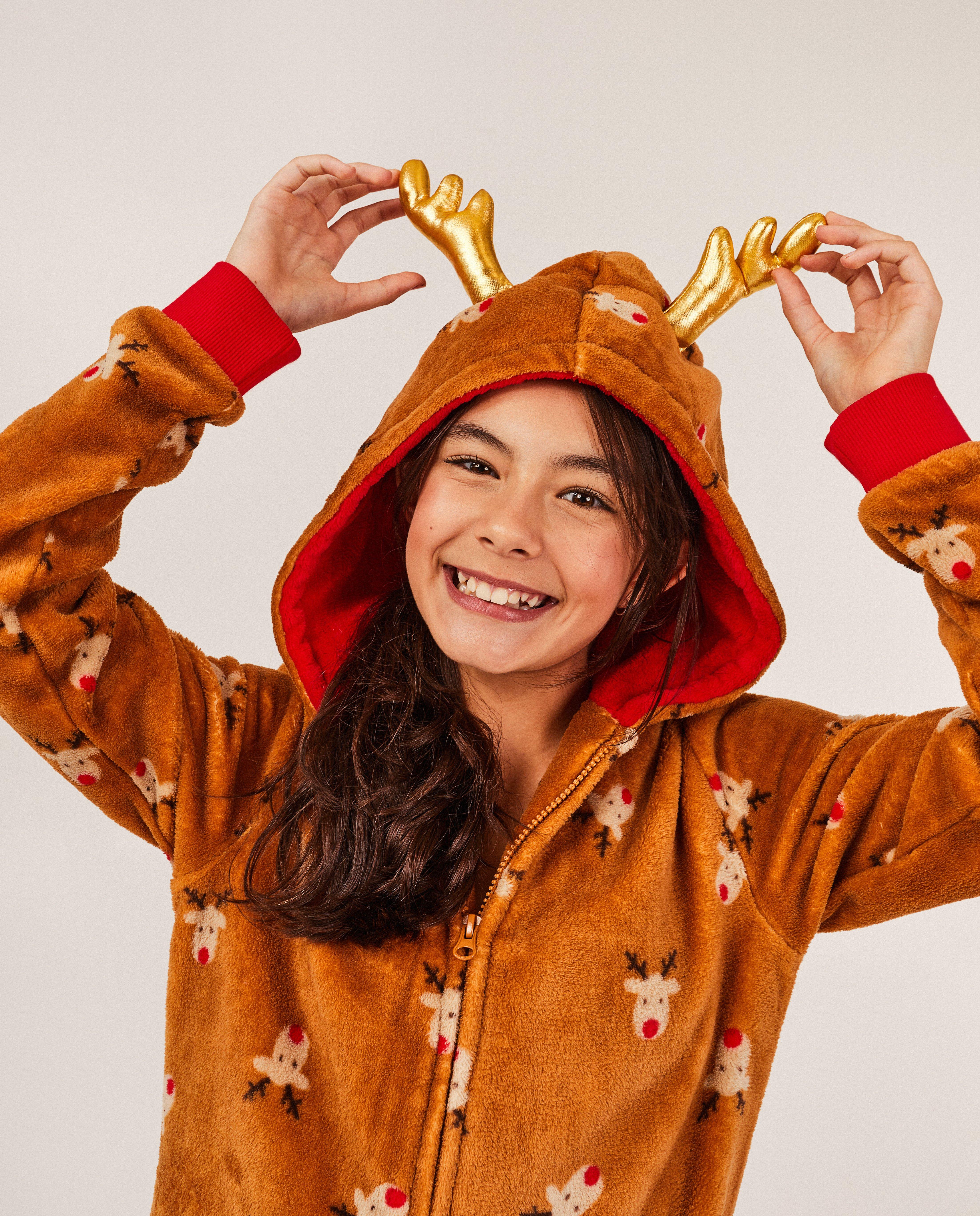 Nachtkleding - Onesie met rendierprint, 7-14 jaar