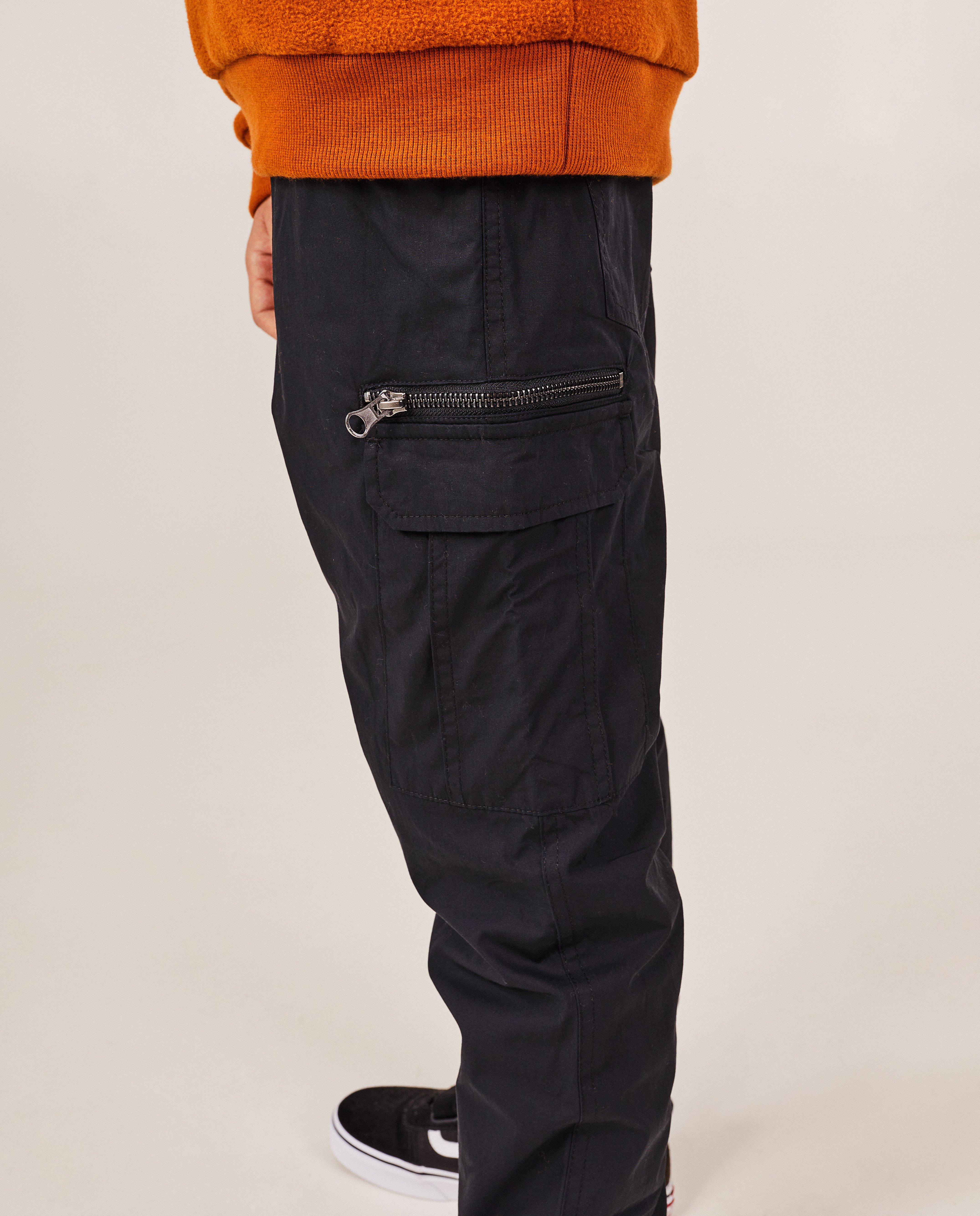 Broeken - Donkergrijze broek met structuur, cargo fit