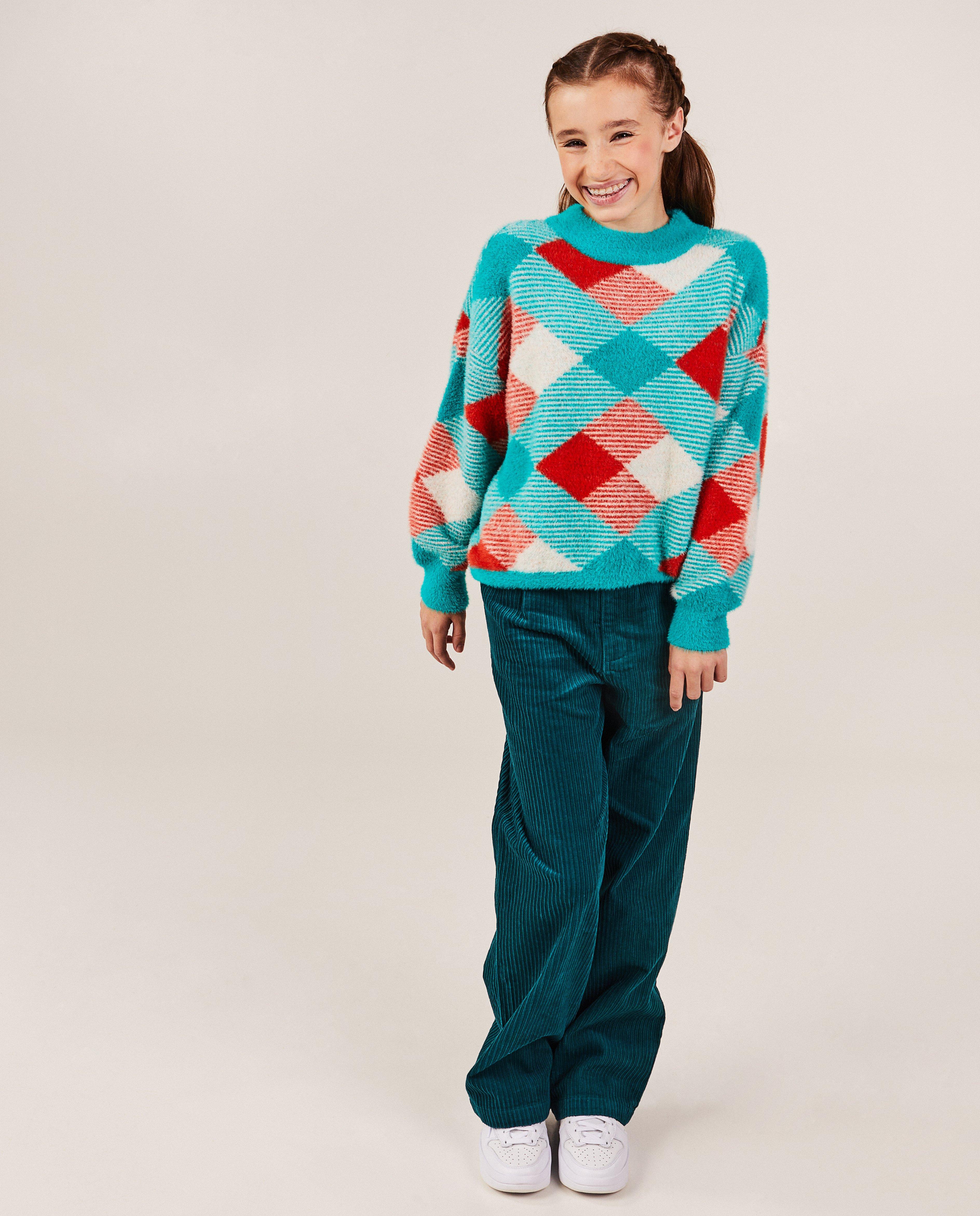 Pantalons - Pantalon vert en velours côtelé, 7-14 ans